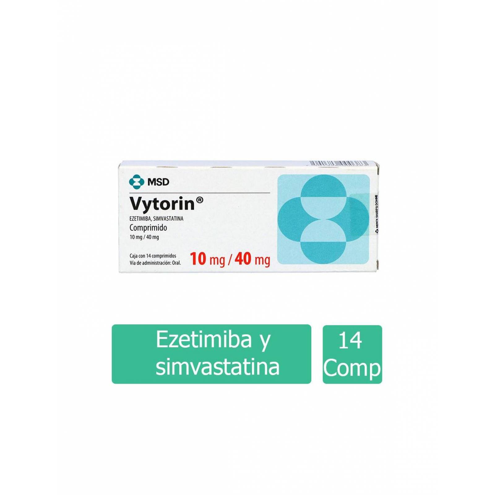 Vytorin 10 mg / 40 mg Caja Con 14 Comprimidos 