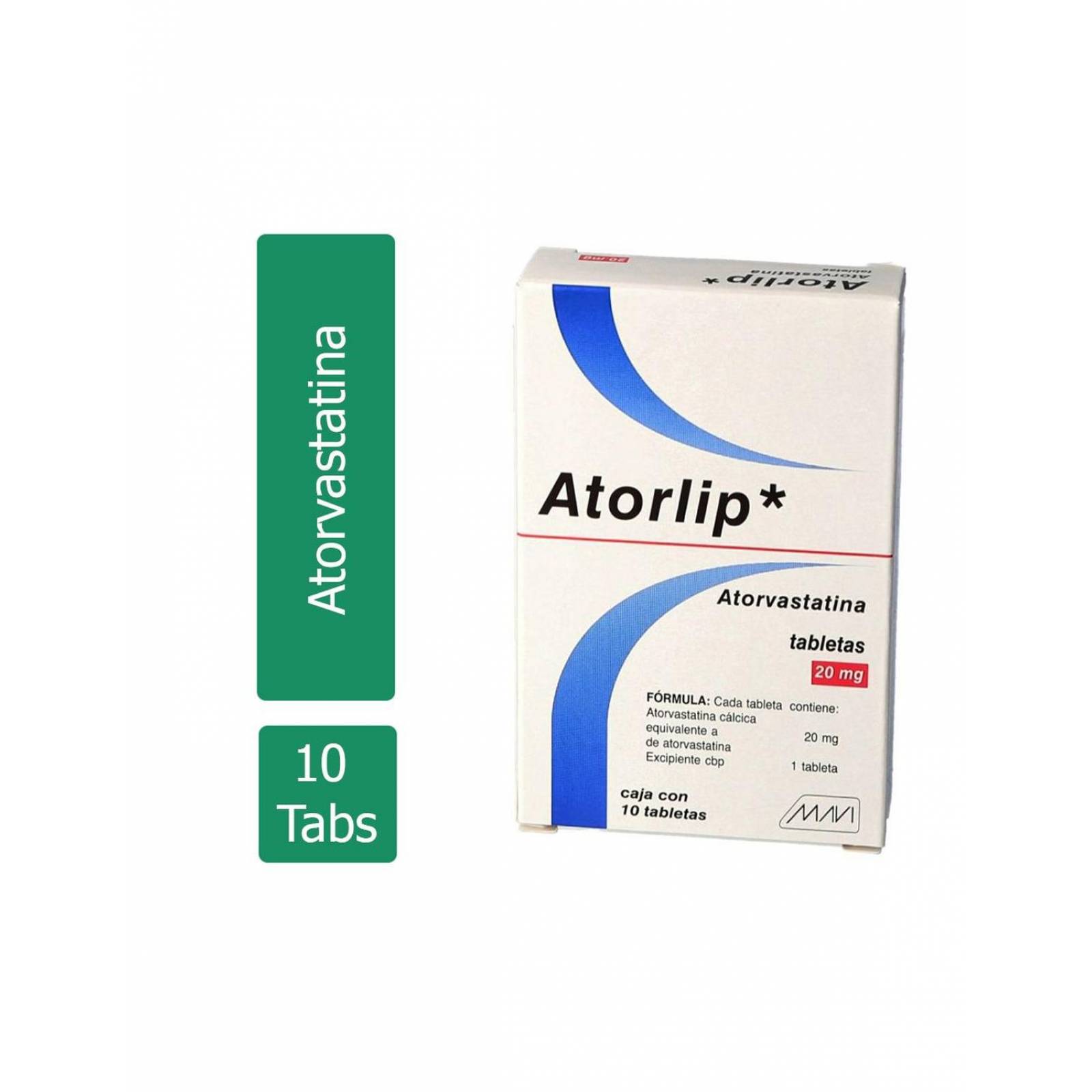 Atorlip 20 mg Caja Con 10 Tabletas 