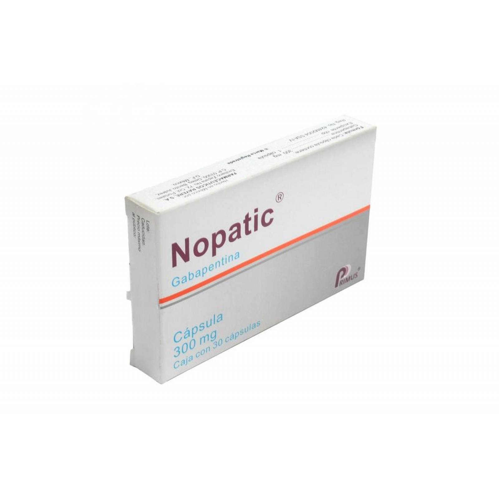 Nopatic 300 mg Caja Con 30 Cápsulas 