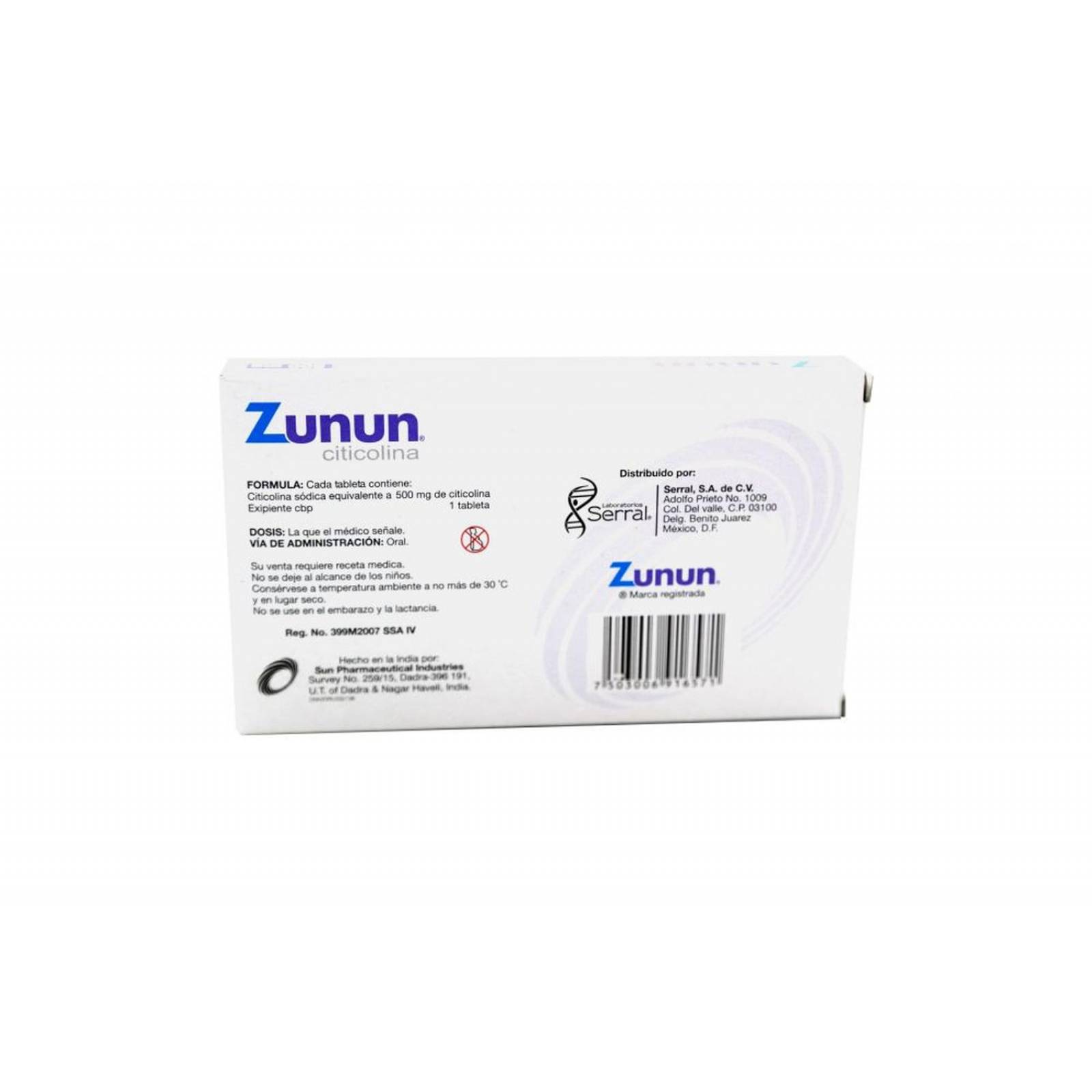 Zunun 500 mg Caja Con 30 Tabletas 