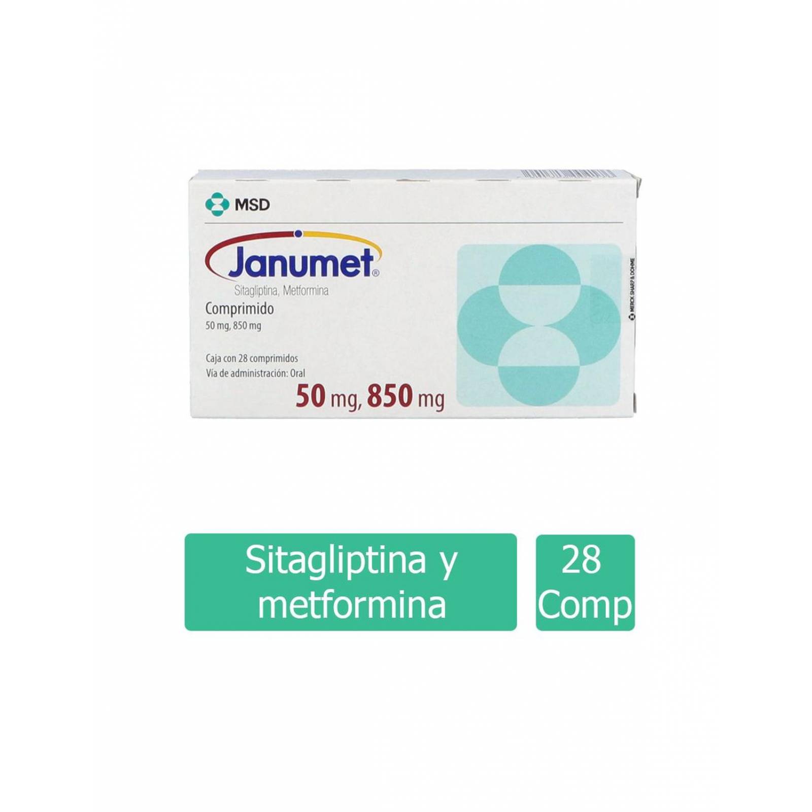 Janumet 50 mg / 850 mg Caja Con 28 Comprimidos 