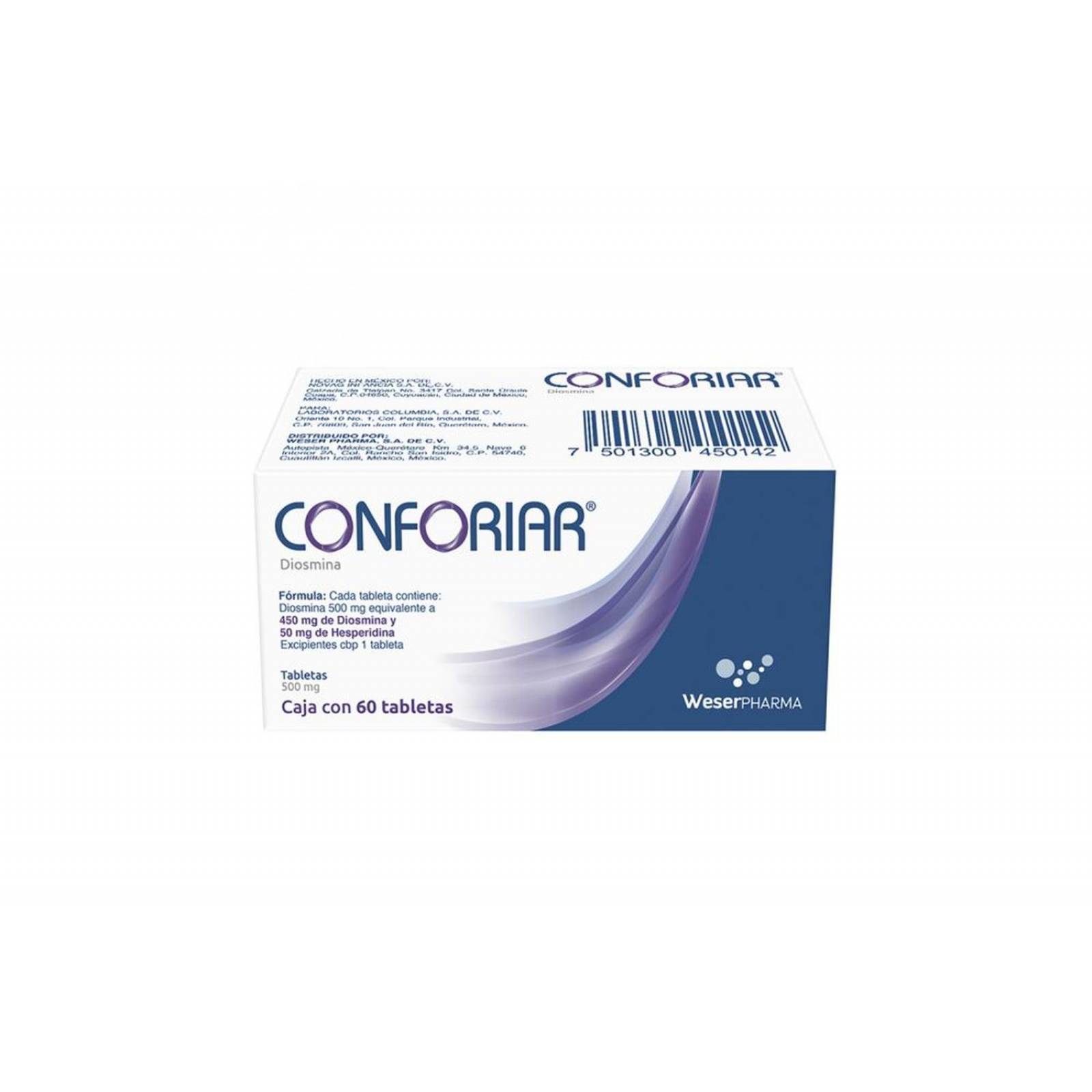 Conforiar Caja Con 60 Tabletas De 450 mg/ 50 mg 