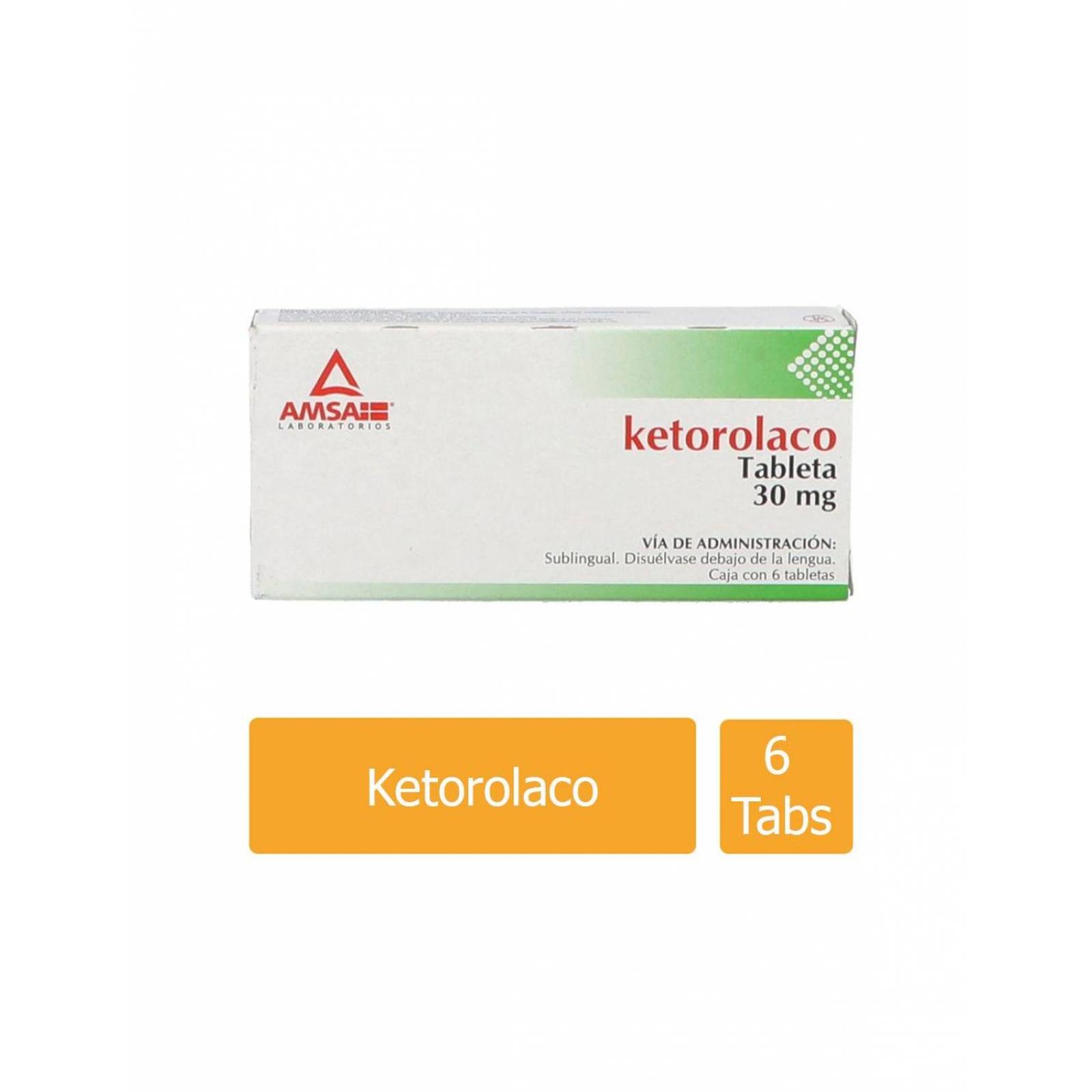 Ketorolaco Sublingual 30 mg Caja Con 6 Tabletas 