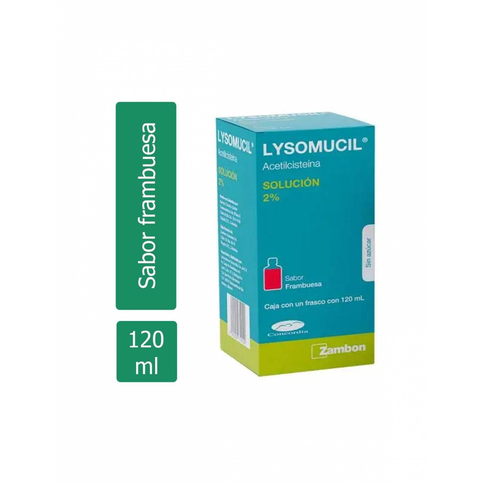 Lysomucil Solución 2% Sabor a Frambuesa Caja Con Frasco por 120 mL 