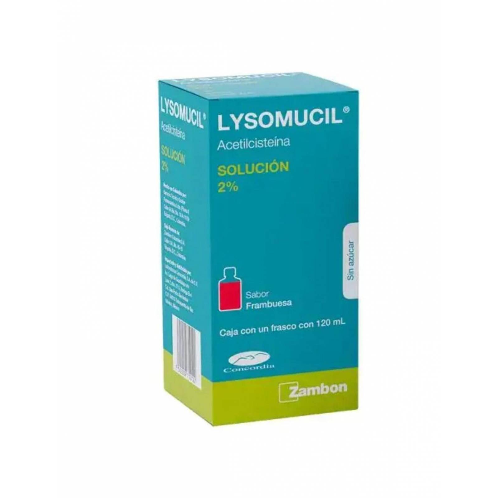 Lysomucil Solución 2% Sabor a Frambuesa Caja Con Frasco por 120 mL 