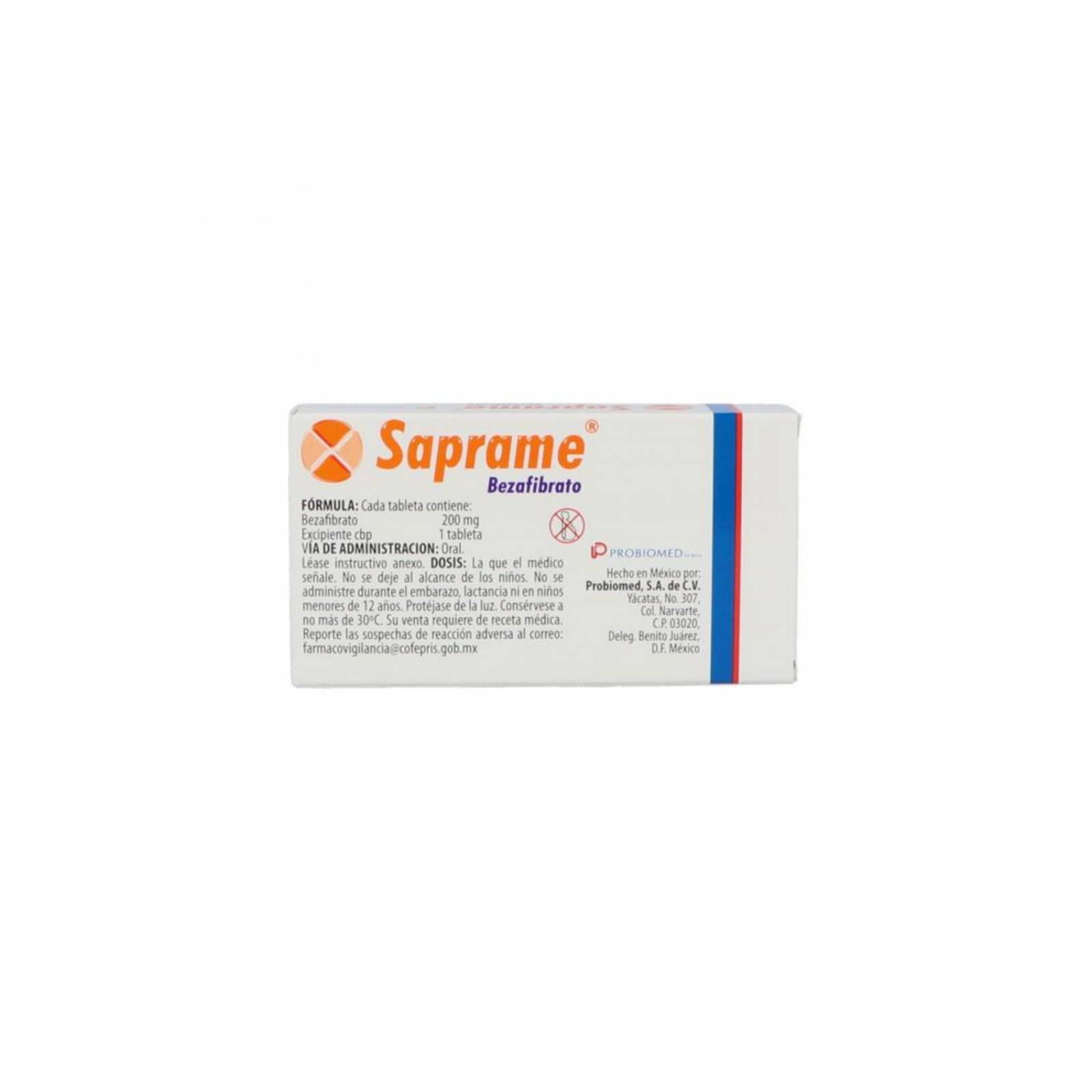 Saprame 200 mg Caja Con 30 Tabletas 
