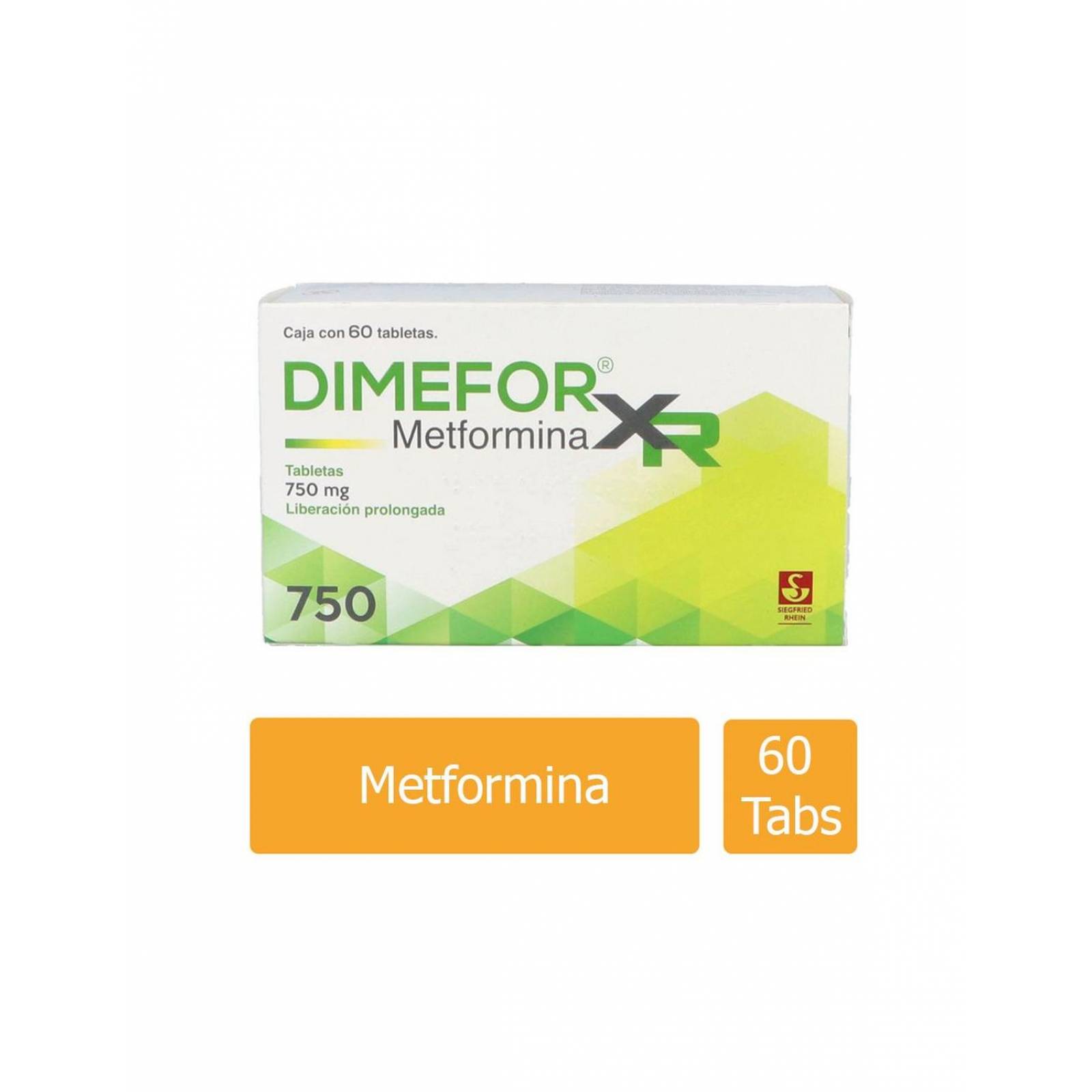 Dimefor Xr 750 mg Caja Con 60 Tabletas de Liberación Prolongada 