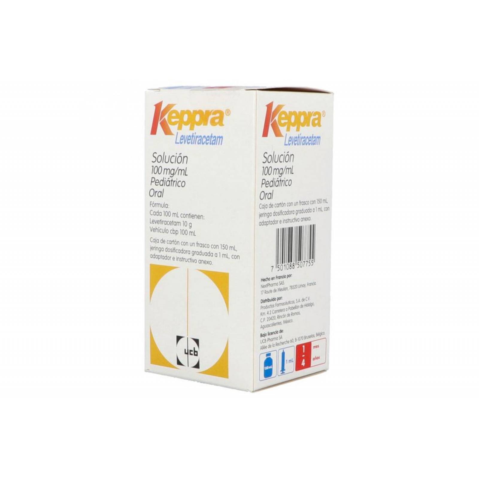 Keppra Solución 100 mg / mL Caja Con Frasco 150 mL 