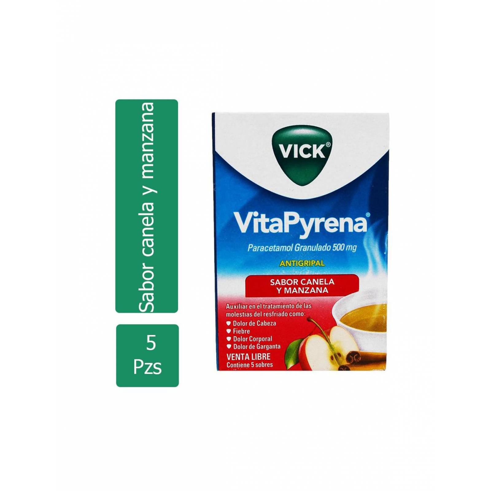 Vick Vitapyrena Caja Con 5 Sobres Sabor A Manzana Canela 