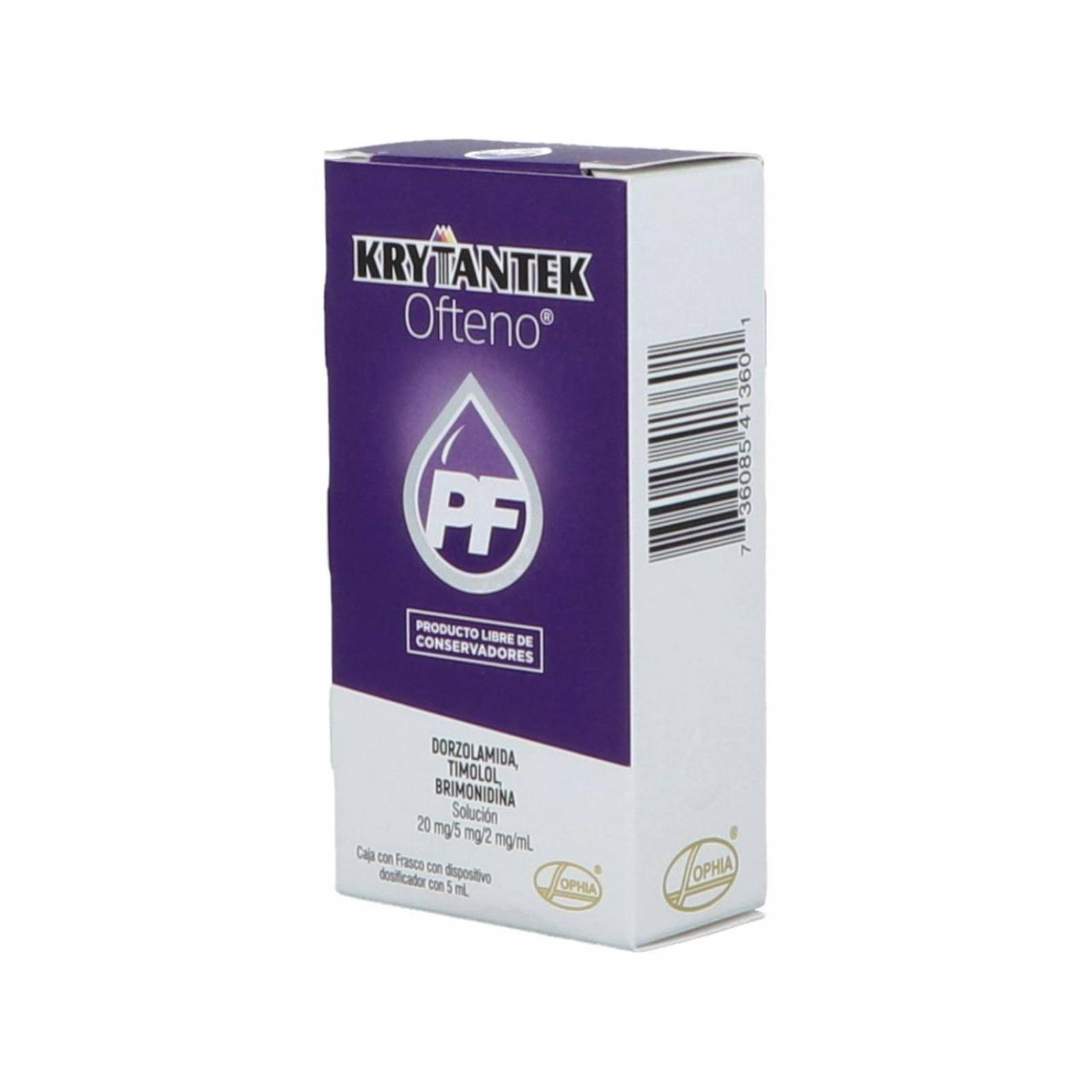 KrytanTek PF Ofteno 20 mg/5 mg /2 mg/mL Caja Con Dispositivo Dosificador Con 5 mL 