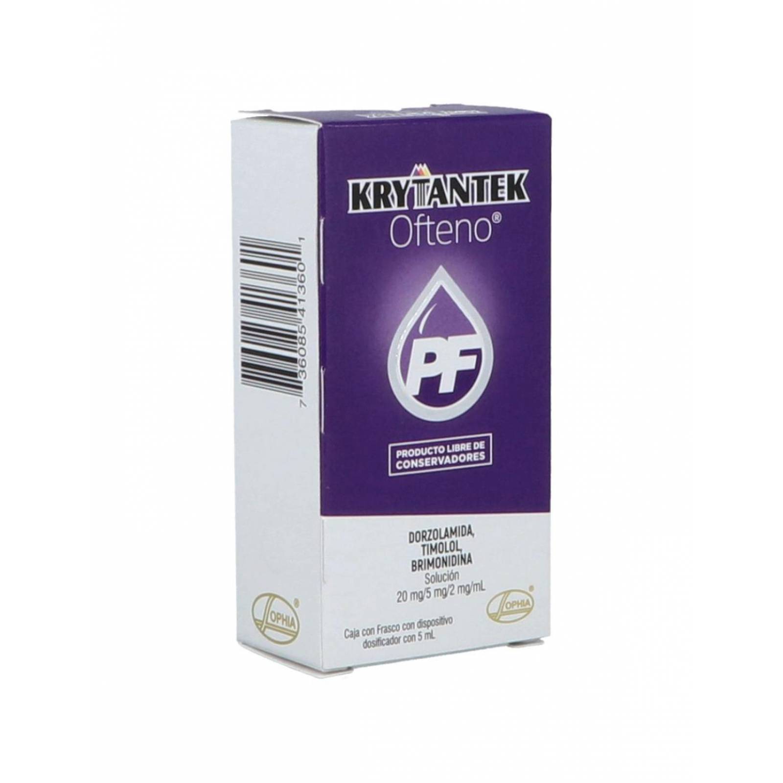 KrytanTek PF Ofteno 20 mg/5 mg /2 mg/mL Caja Con Dispositivo Dosificador Con 5 mL 