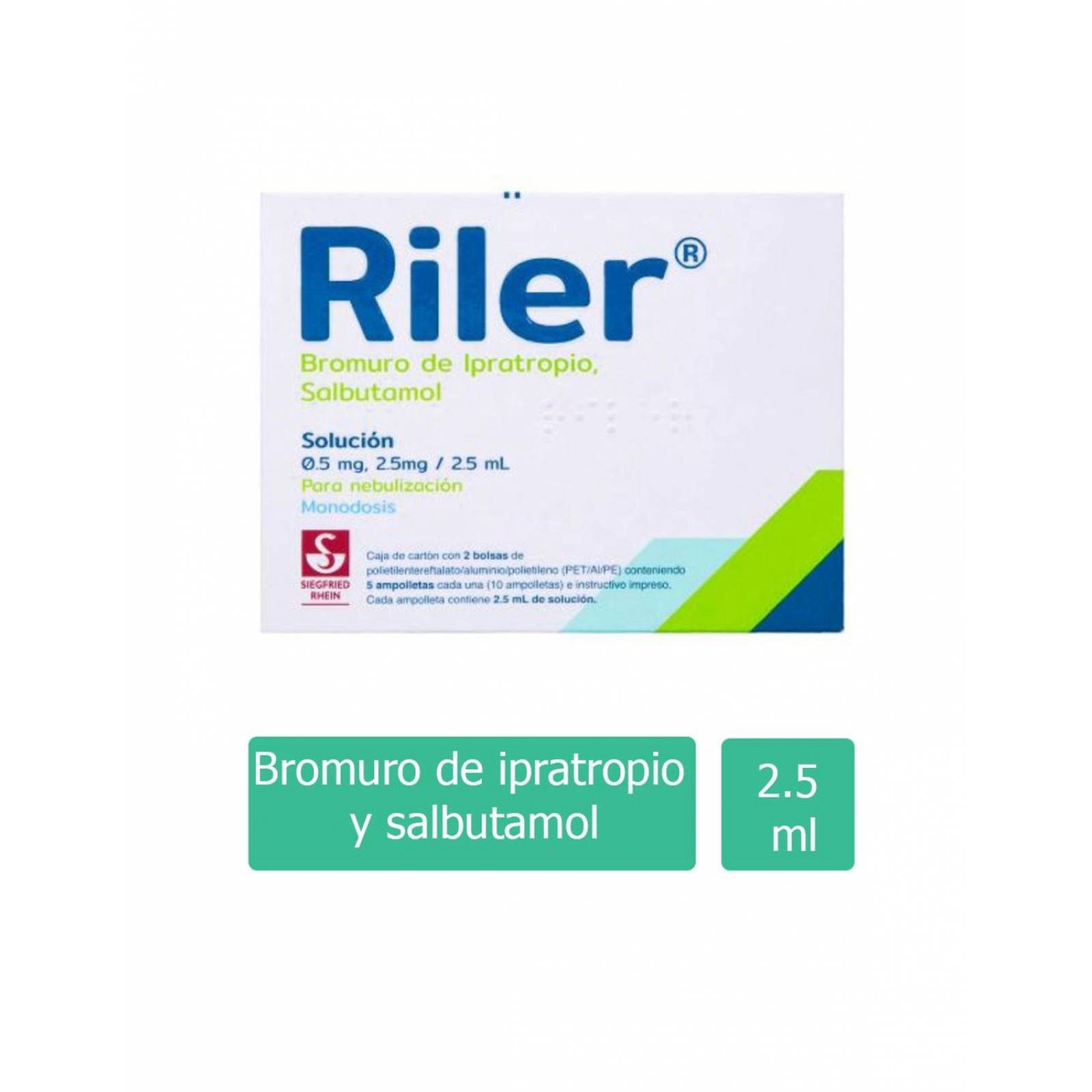 Riler Solución Para Nebulización Caja Con 10 Ampolletas De 2.5 mL 