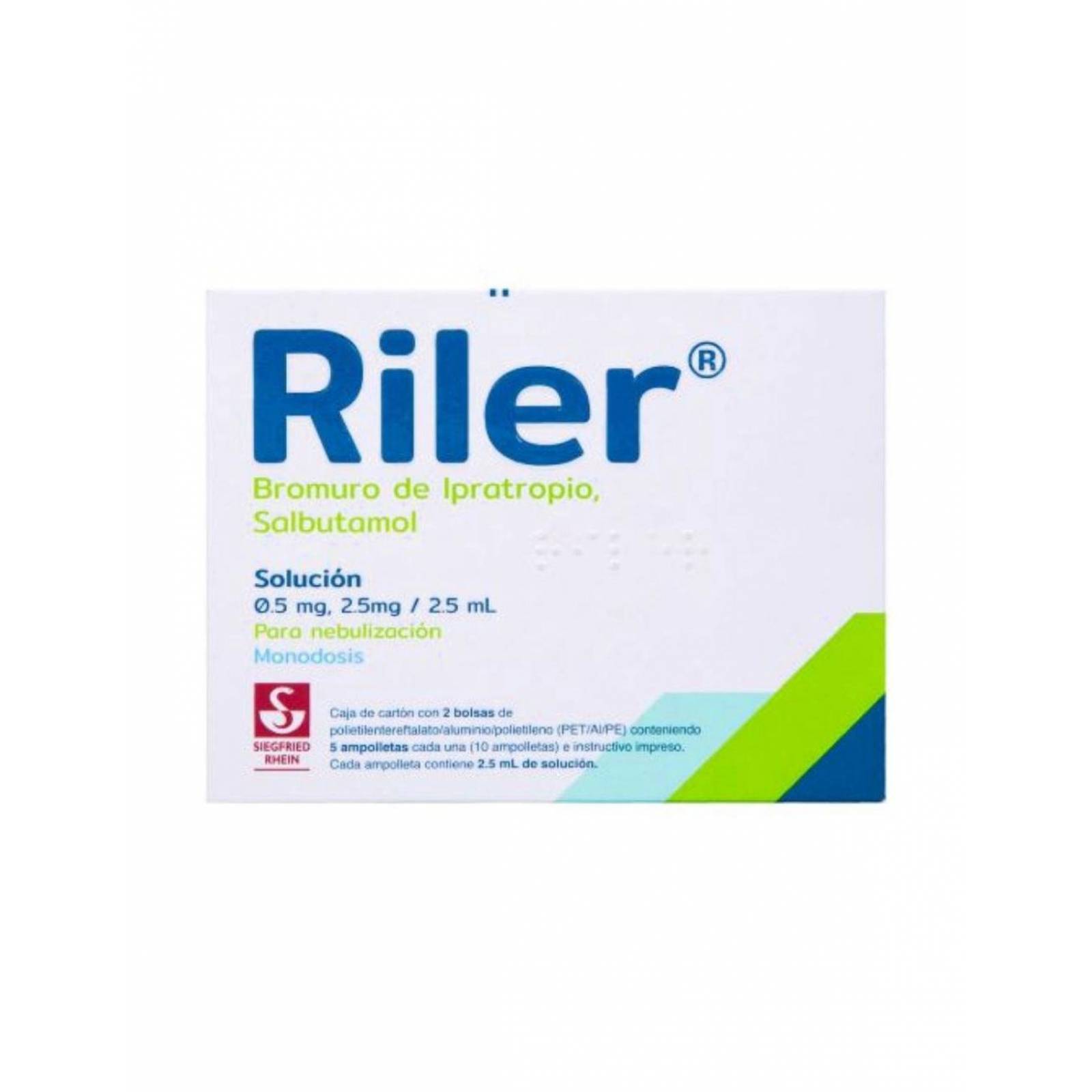 Riler Solución Para Nebulización Caja Con 10 Ampolletas De 2.5 mL 