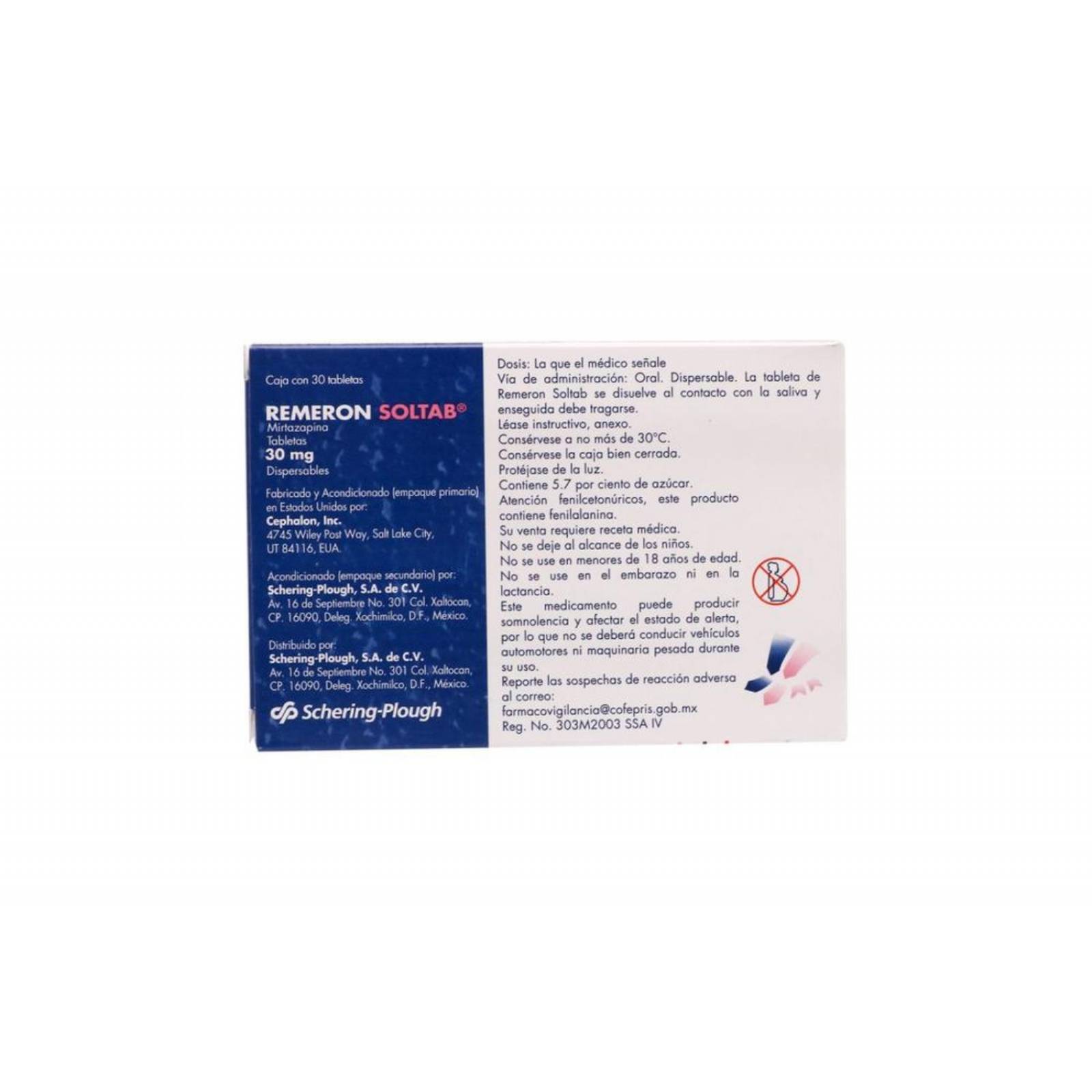 Remeron Soltab 30 mg Caja Con 30 Tabletas 