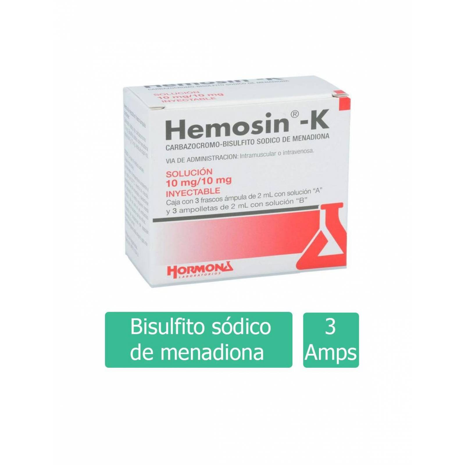 Hemosin K Solución Inyectable 10 mg / 10 mg Caja Con 3 Aplicaciones 