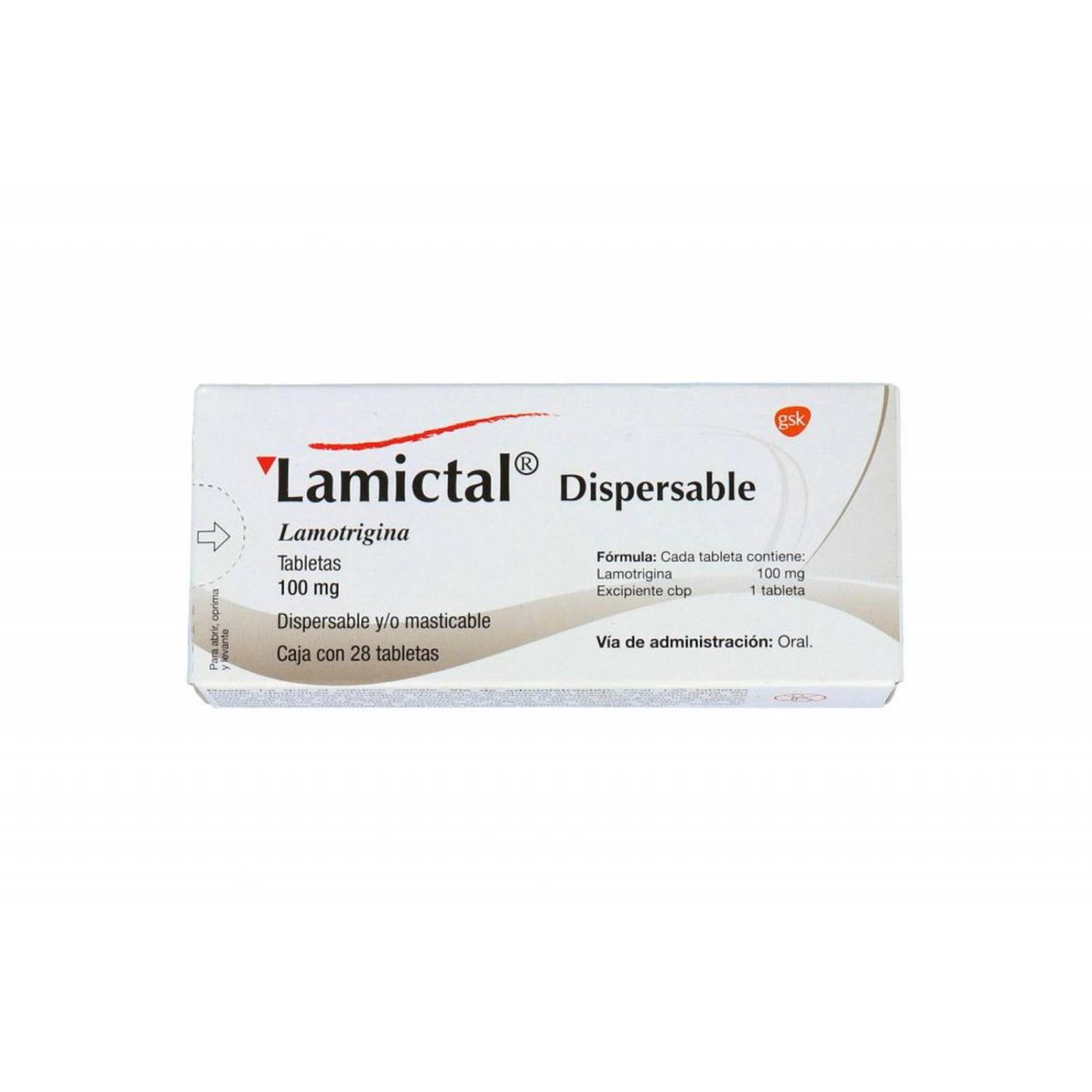 Lamictal 100 mg Caja Con 28 Tabletas 