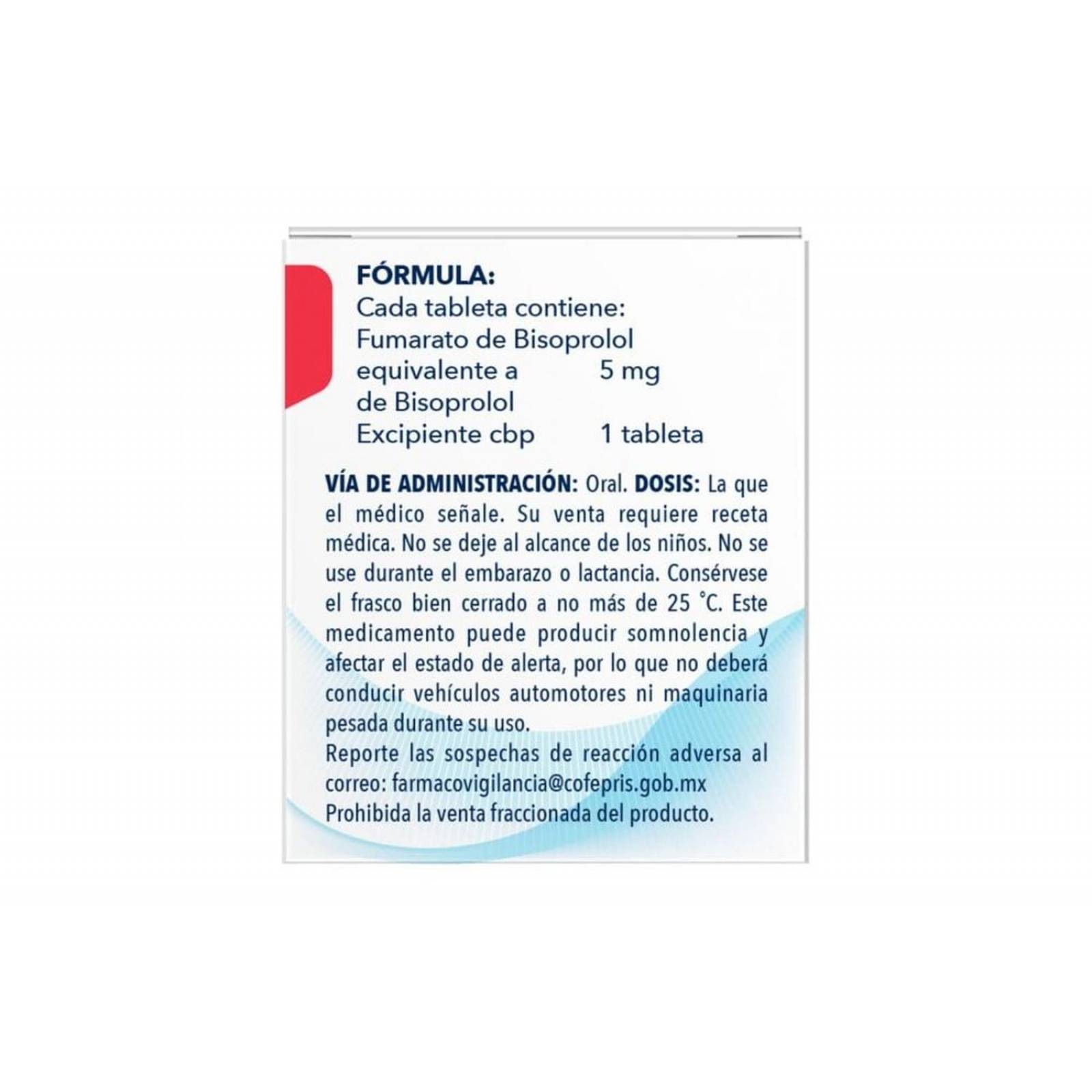 Bisoprolol 5 mg Caja Con Frasco Con 30 Tabletas 