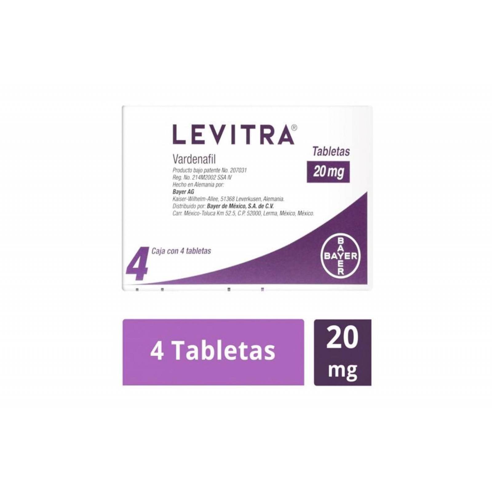 Levitra 20 mg Caja Con 4 Tabletas 