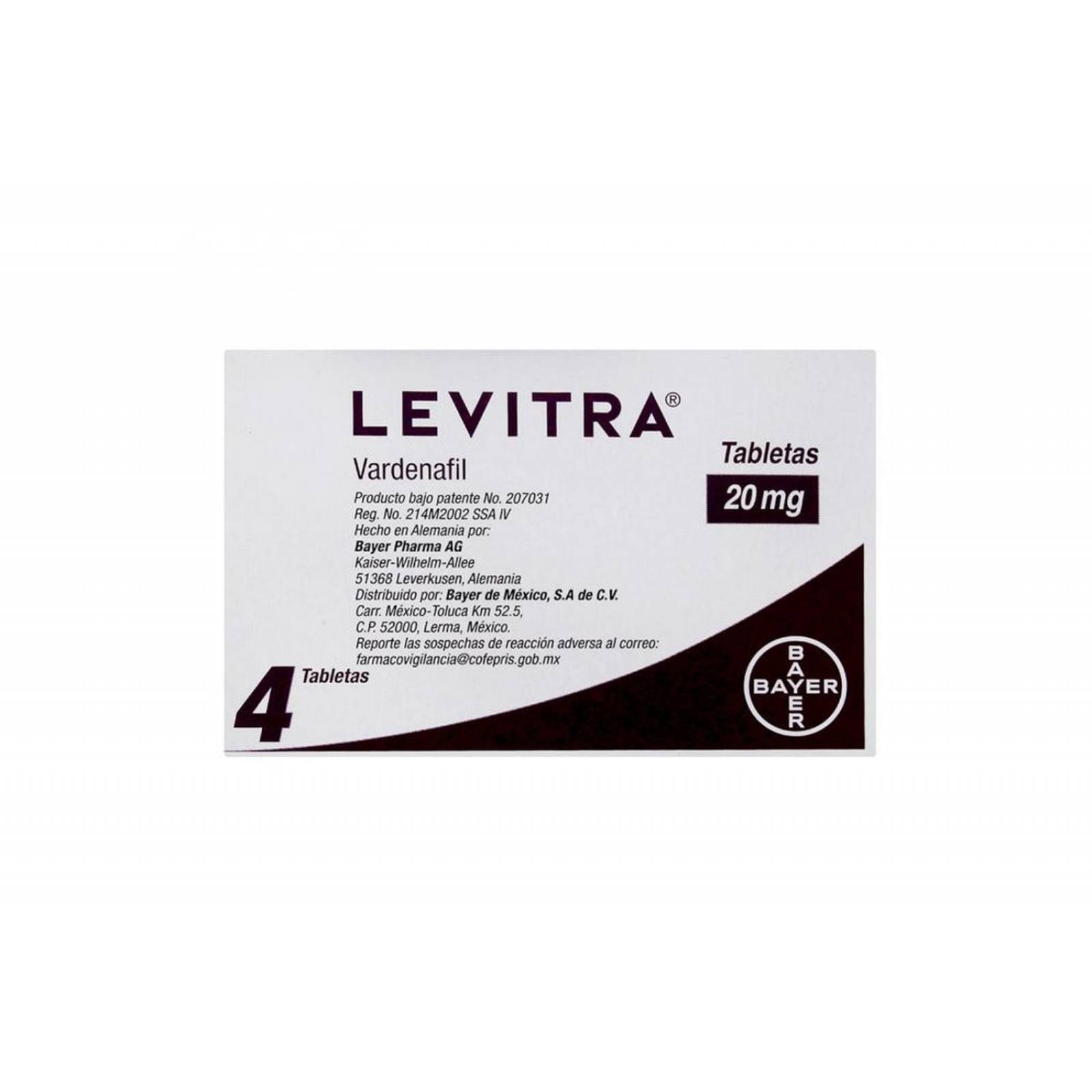 Levitra 20 mg Caja Con 4 Tabletas 