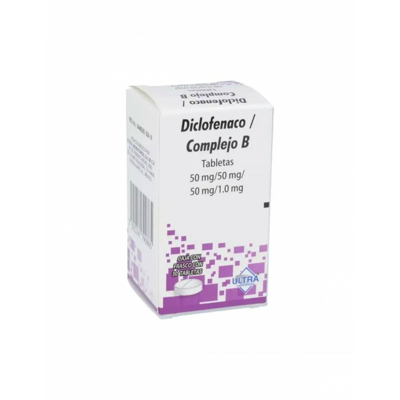 Diclofenaco / Complejo B 50 mg / 50 mg / 50 mg / 1 mg Caja Con Frasco Con 30 Tabletas 