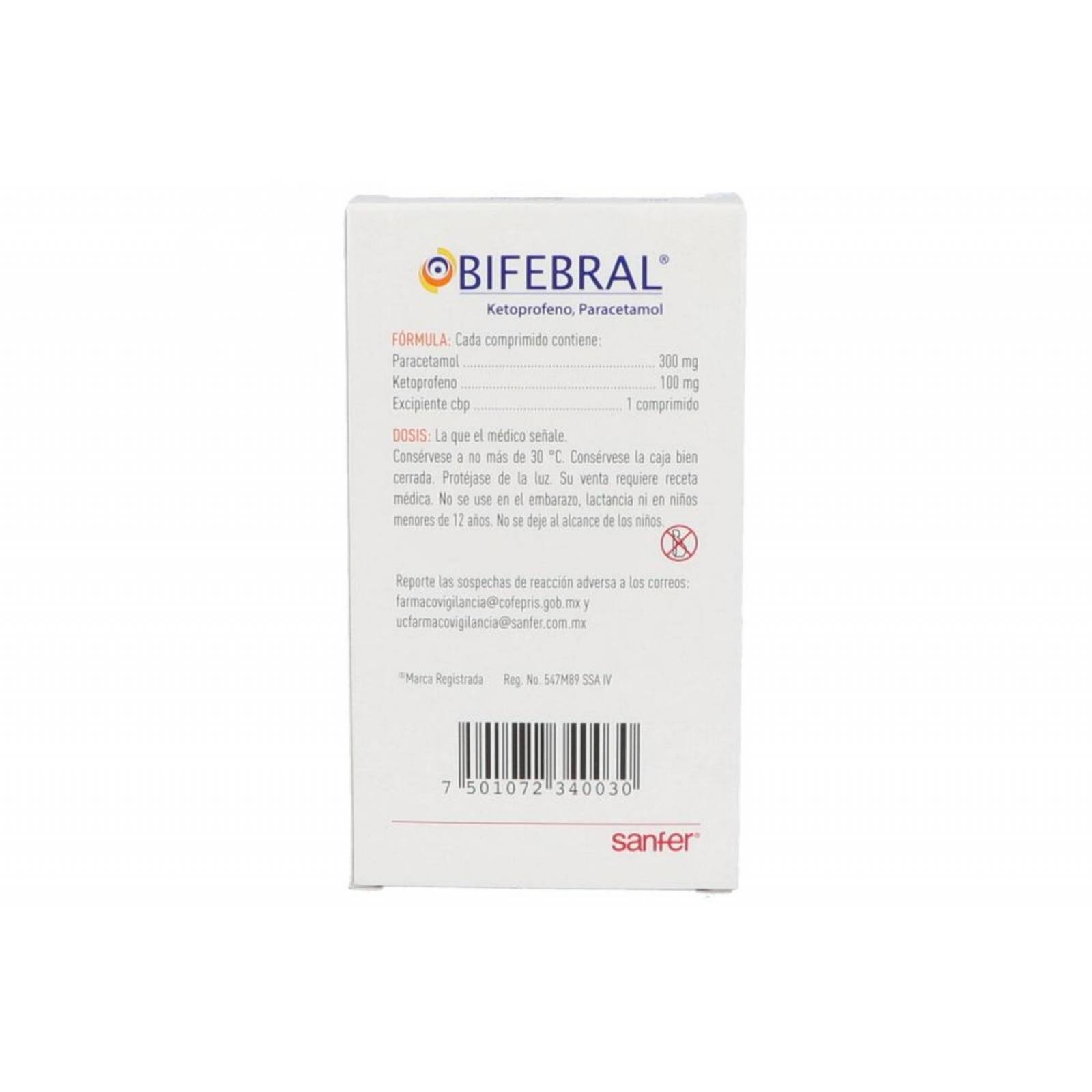 Bifebral 100 mg / 300 g Caja Con 12 Comprimidos 