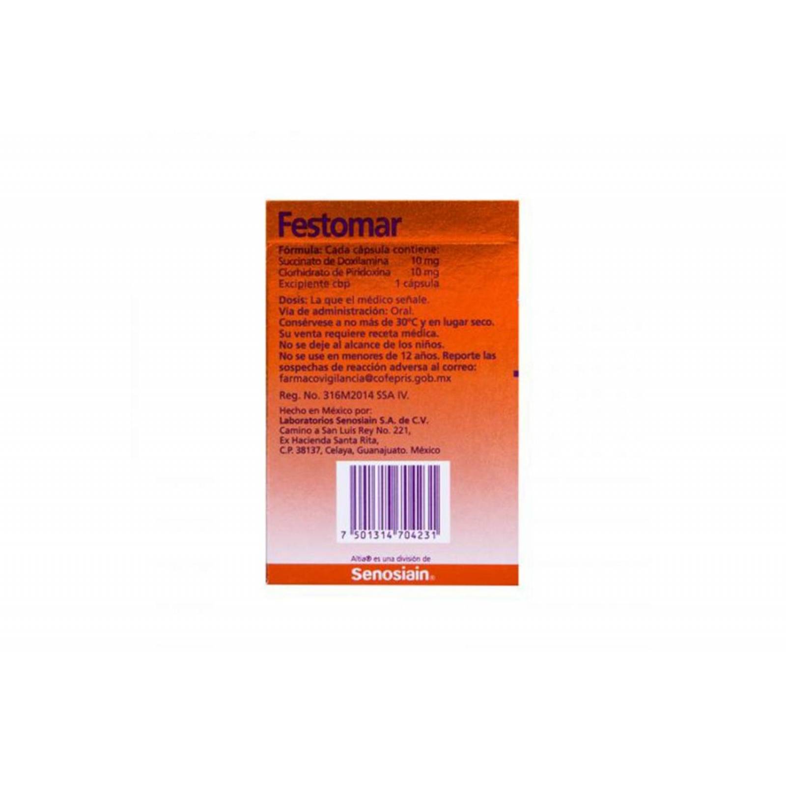 Festomar 10mg/10mg Caja con 30 Cápsulas 
