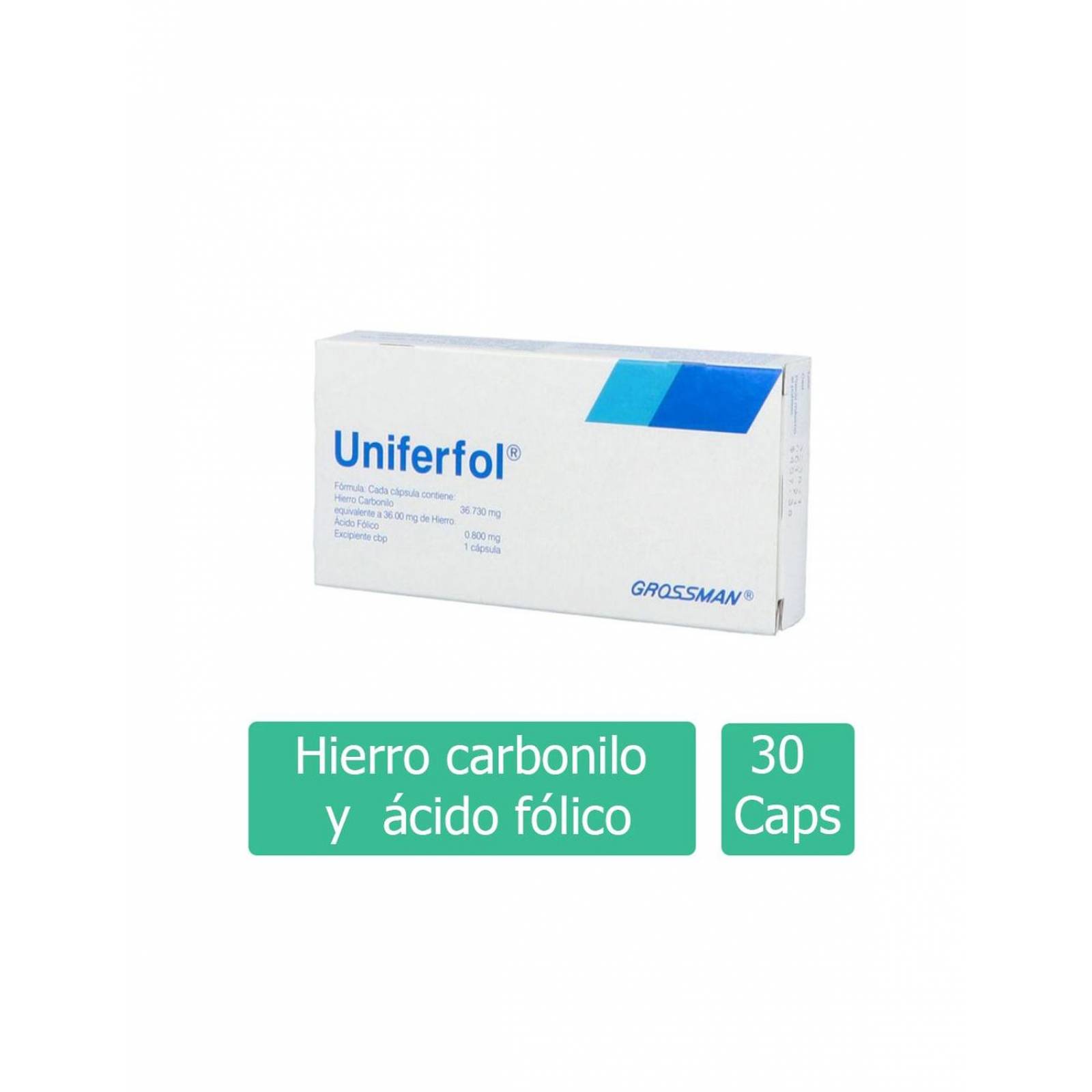 Uniferfol 36mg/0.800mg Caja Con 30 Cápsulas 