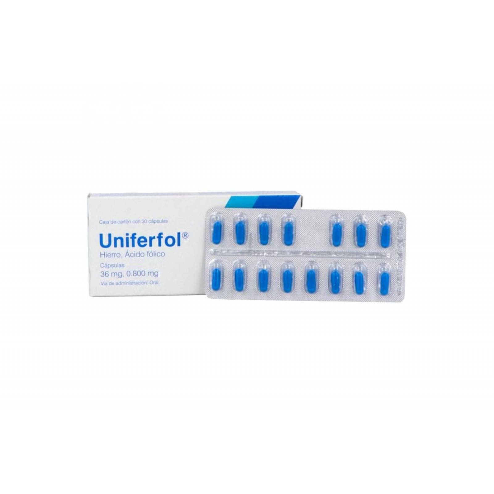 Uniferfol 36mg/0.800mg Caja Con 30 Cápsulas 