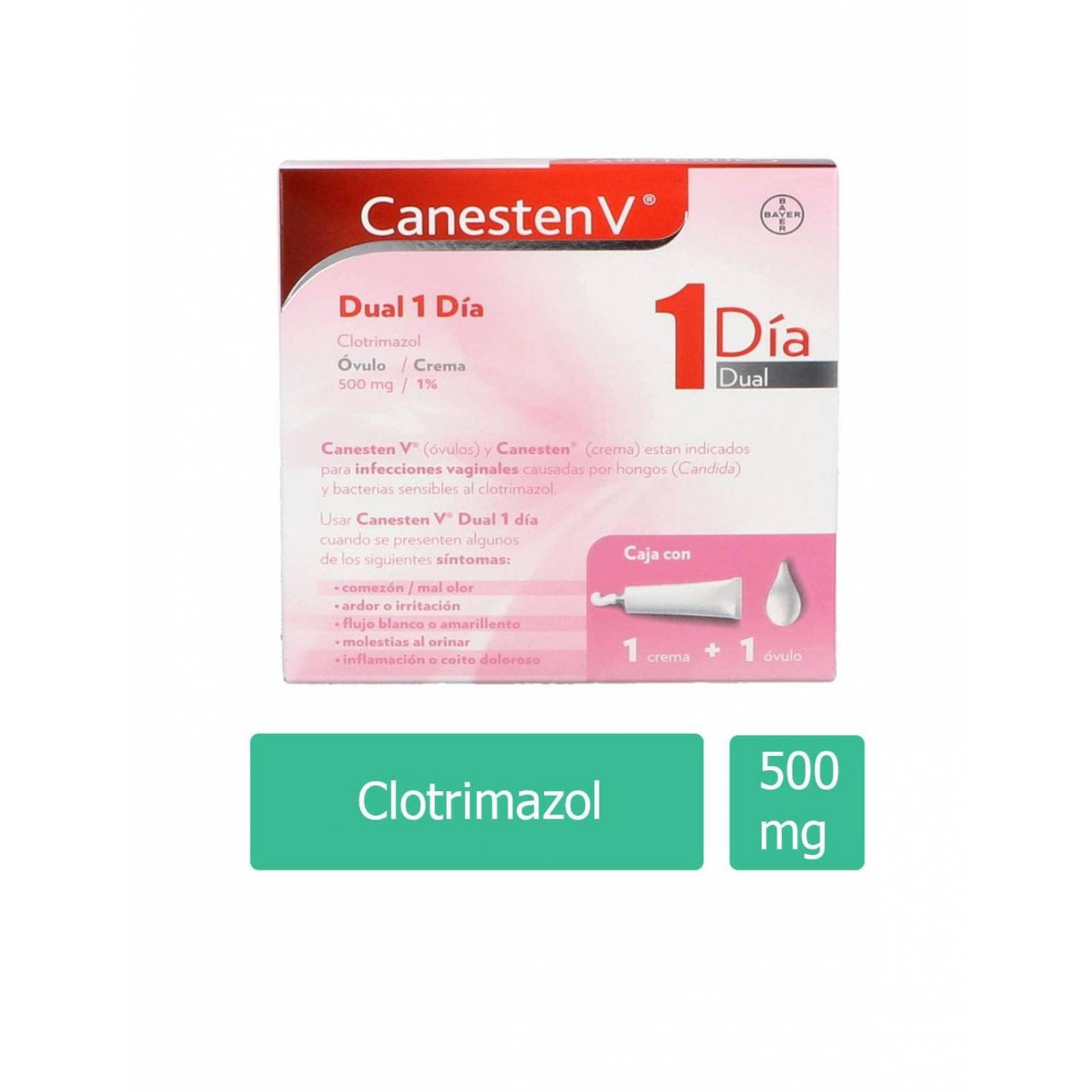 Canesten V Dual 500 mg Caja Con Tratamiento De 1 Día 