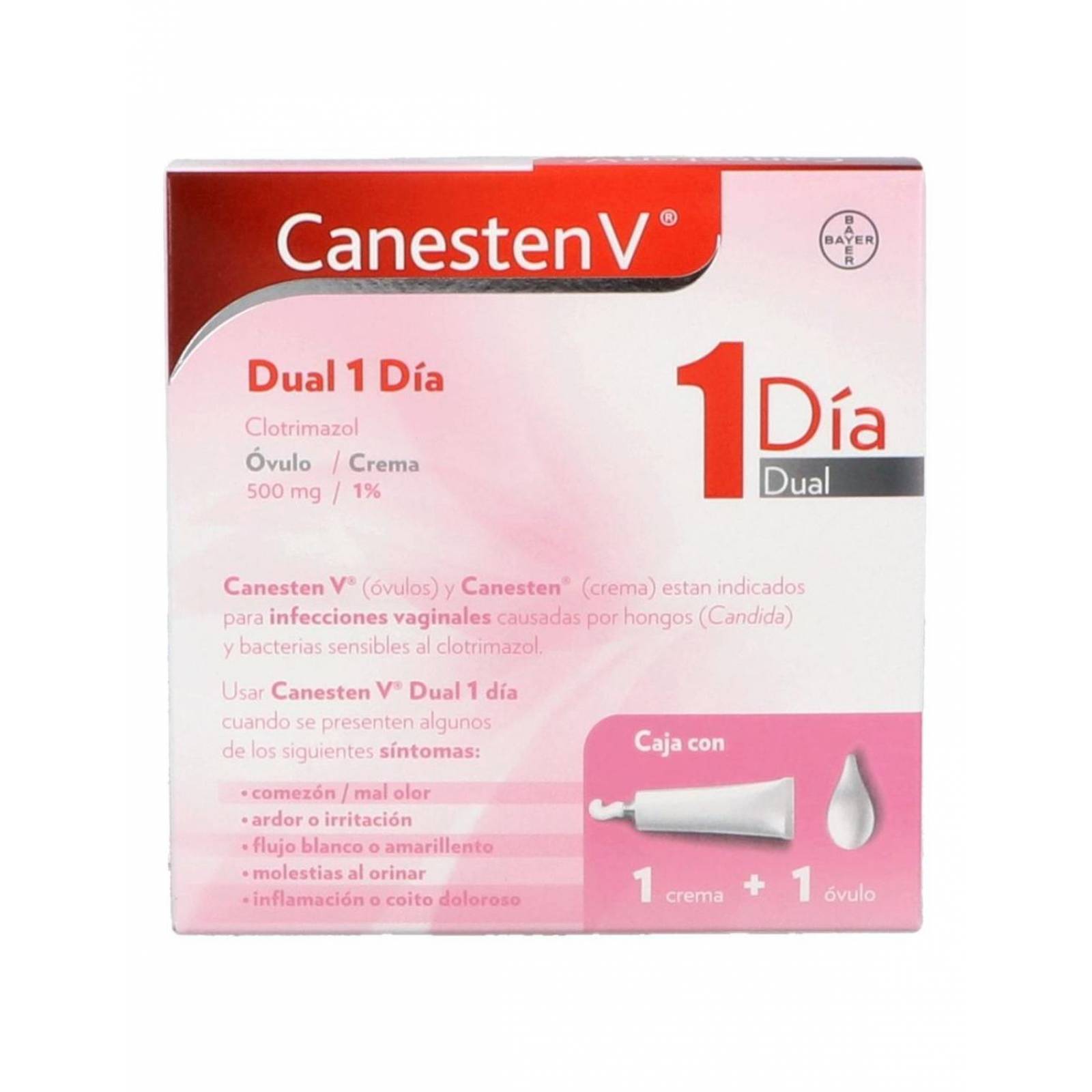 Canesten V Dual 500 mg Caja Con Tratamiento De 1 Día 