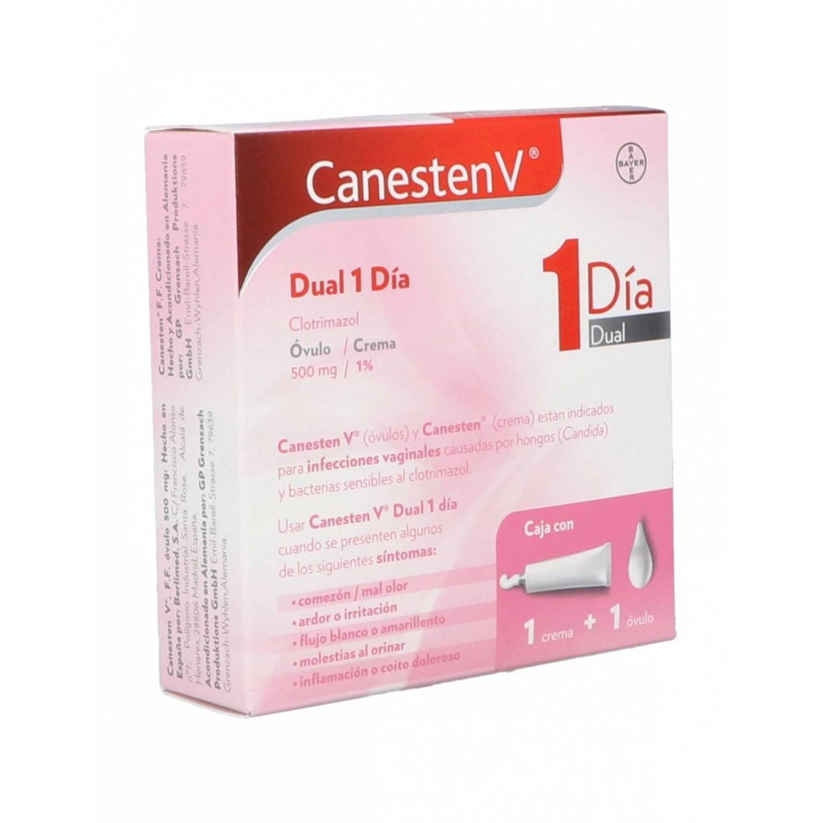 Canesten V Dual 500 mg Caja Con Tratamiento De 1 Día 