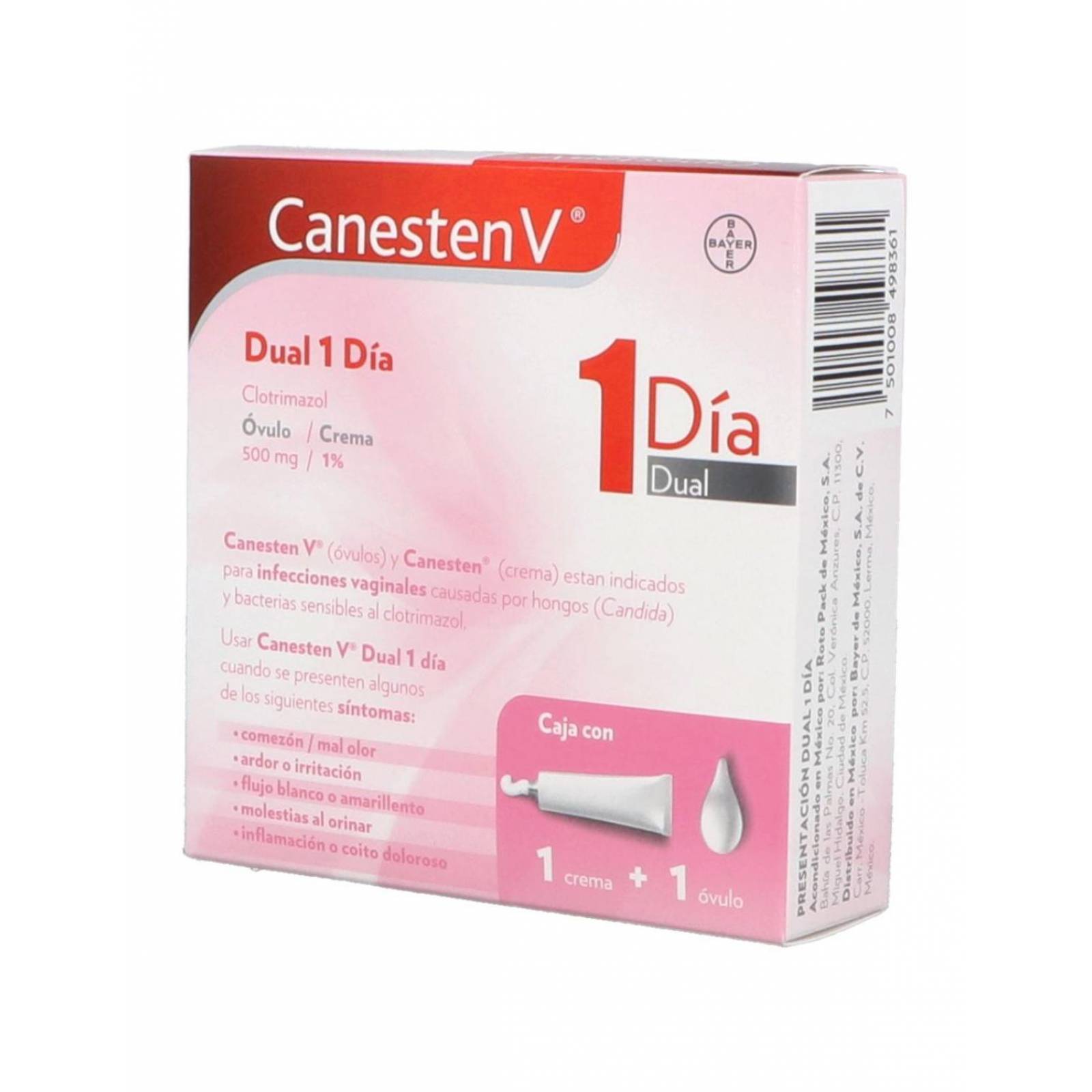 Canesten V Dual 500 mg Caja Con Tratamiento De 1 Día 