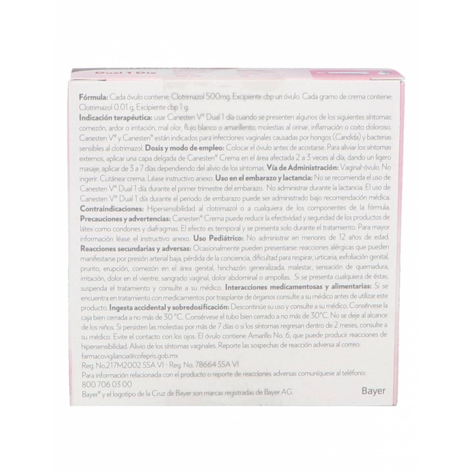 Canesten V Dual 500 mg Caja Con Tratamiento De 1 Día 