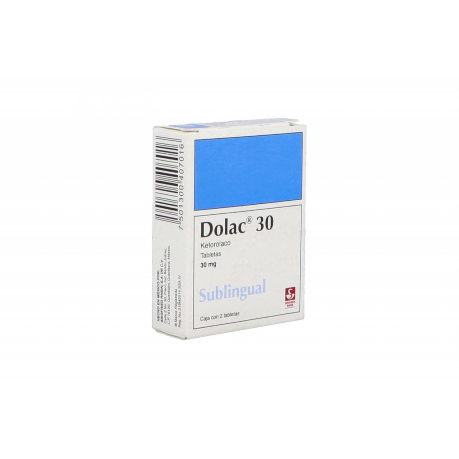 Dolac 30 Mg Caja X 2 Tabletas Sublinguales 