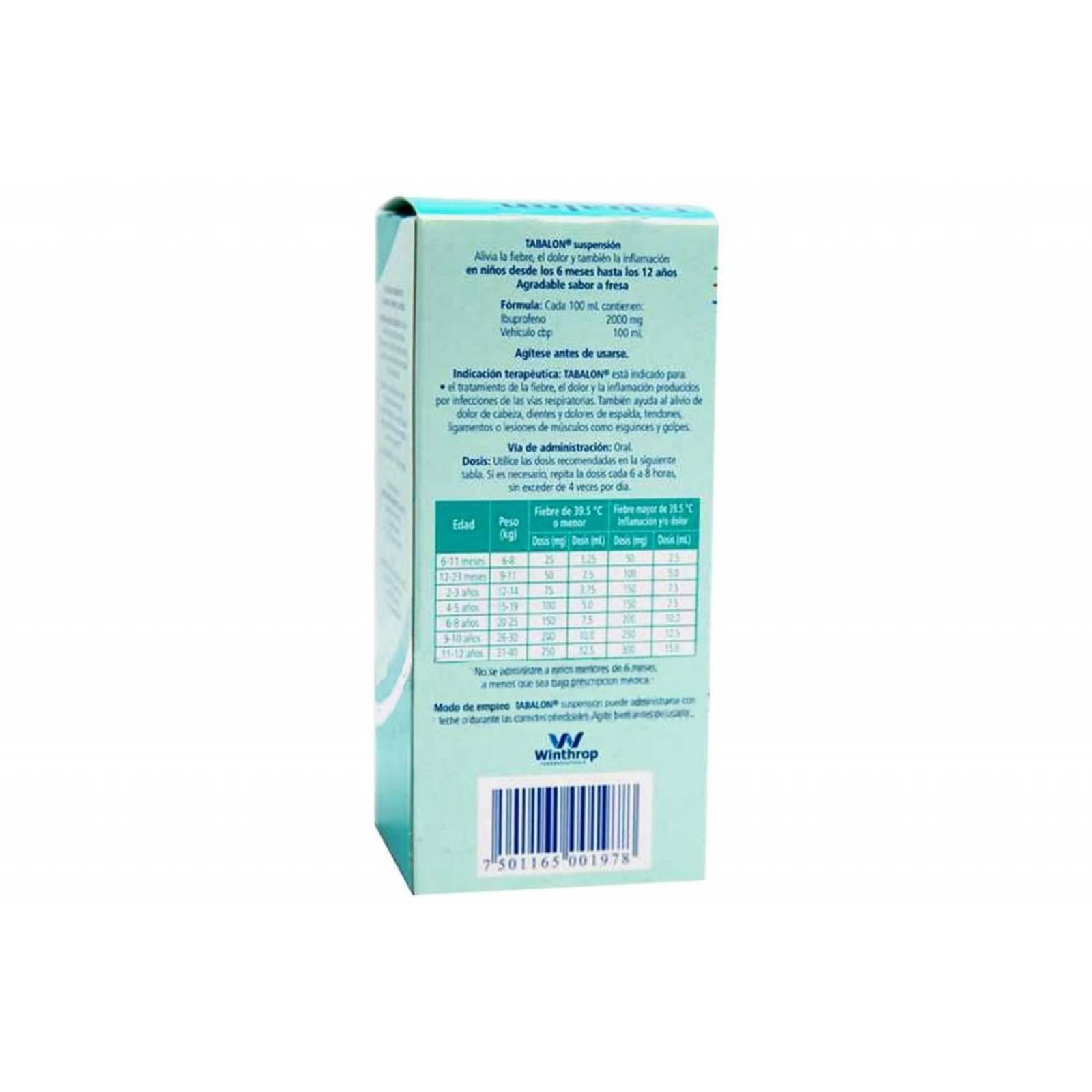 Tabalon Suspensión 100 mg / 5 mL Frasco Con 100 mL - Sabor Fresa 