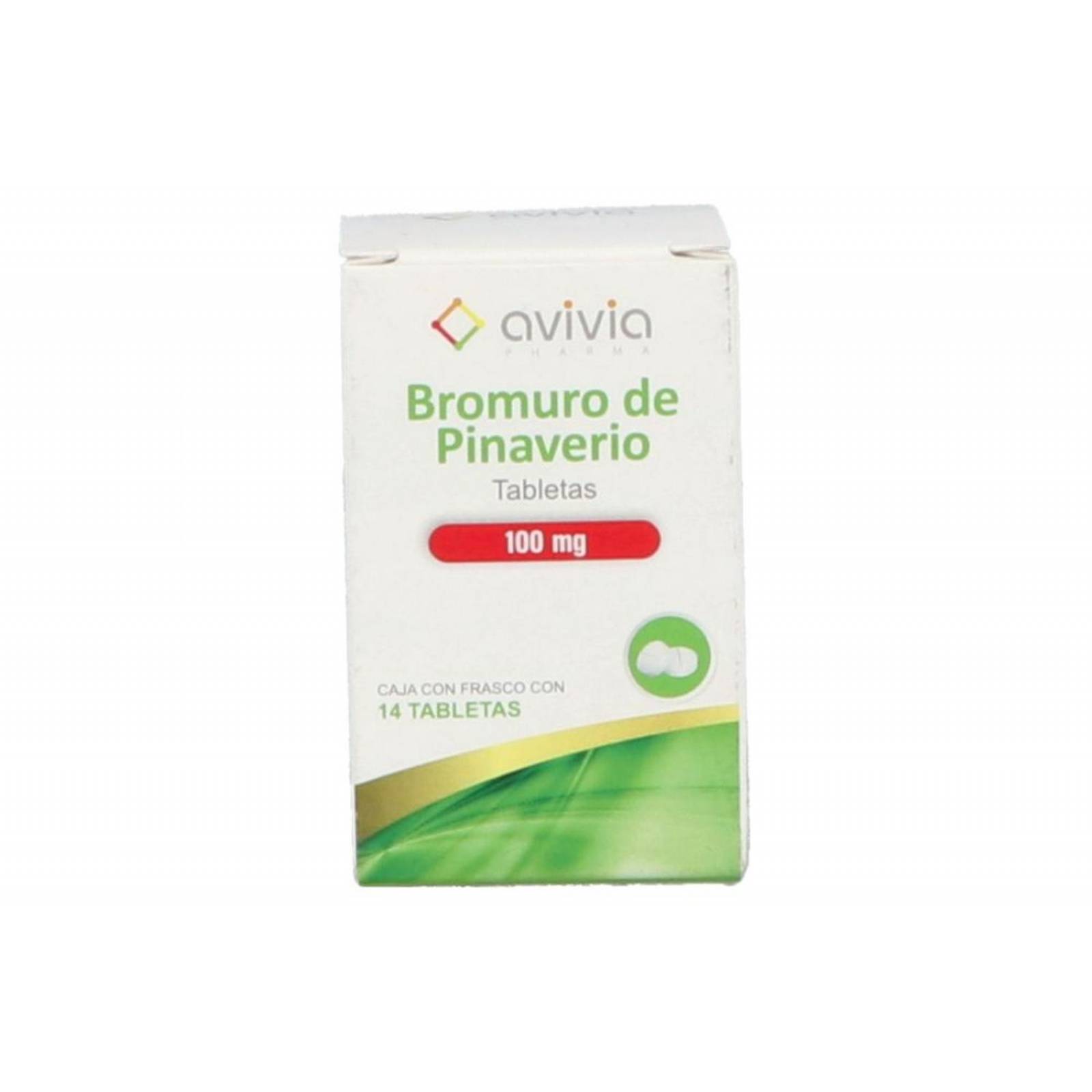 Bromuro De Pinaverio 100 mg Caja Con Frasco Con 14 Tabletas 