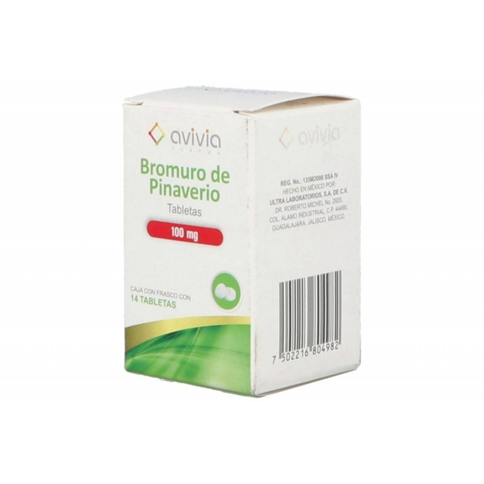 Bromuro De Pinaverio 100 mg Caja Con Frasco Con 14 Tabletas 