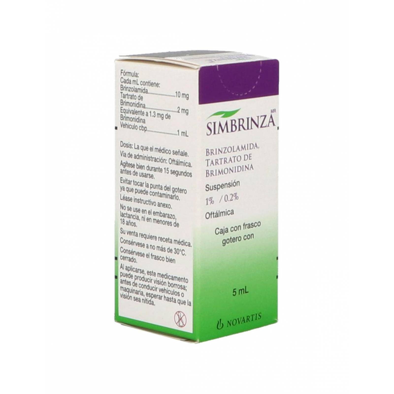 Simbrinza 1 mg / 0.2% Suspensión Oftalmica Caja Con Frasco Gotero 5 mL 