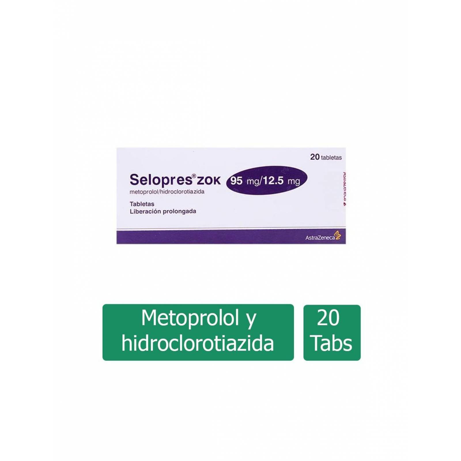 Selopres Zok 92 mg / 12.5 mg Caja Con 20 Tabletas De Liberación Prolongada 