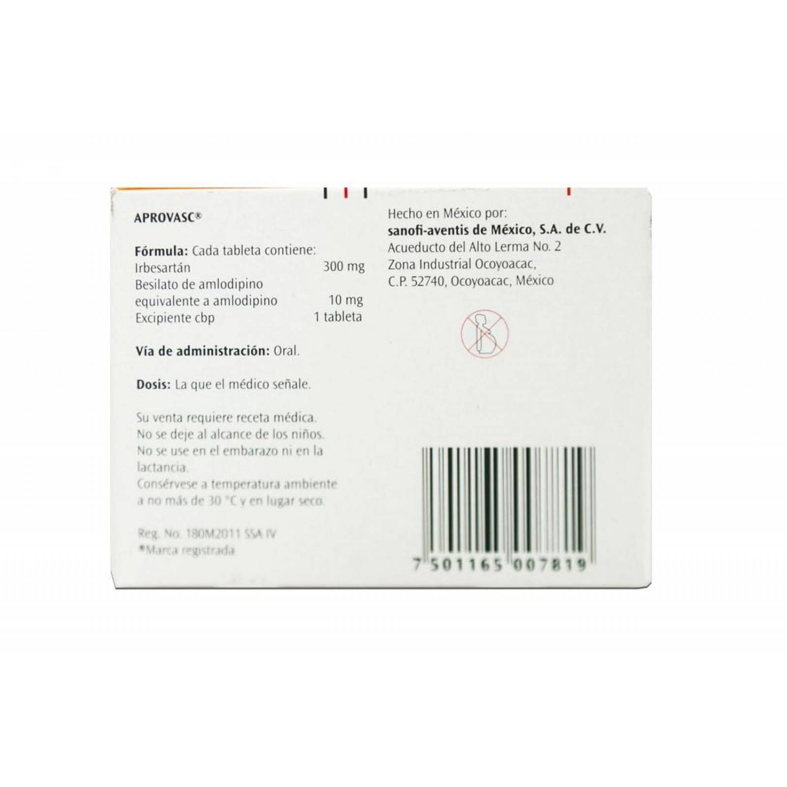 Aprovasc 300 mg / 10 mg Caja Con 28 Tabletas 