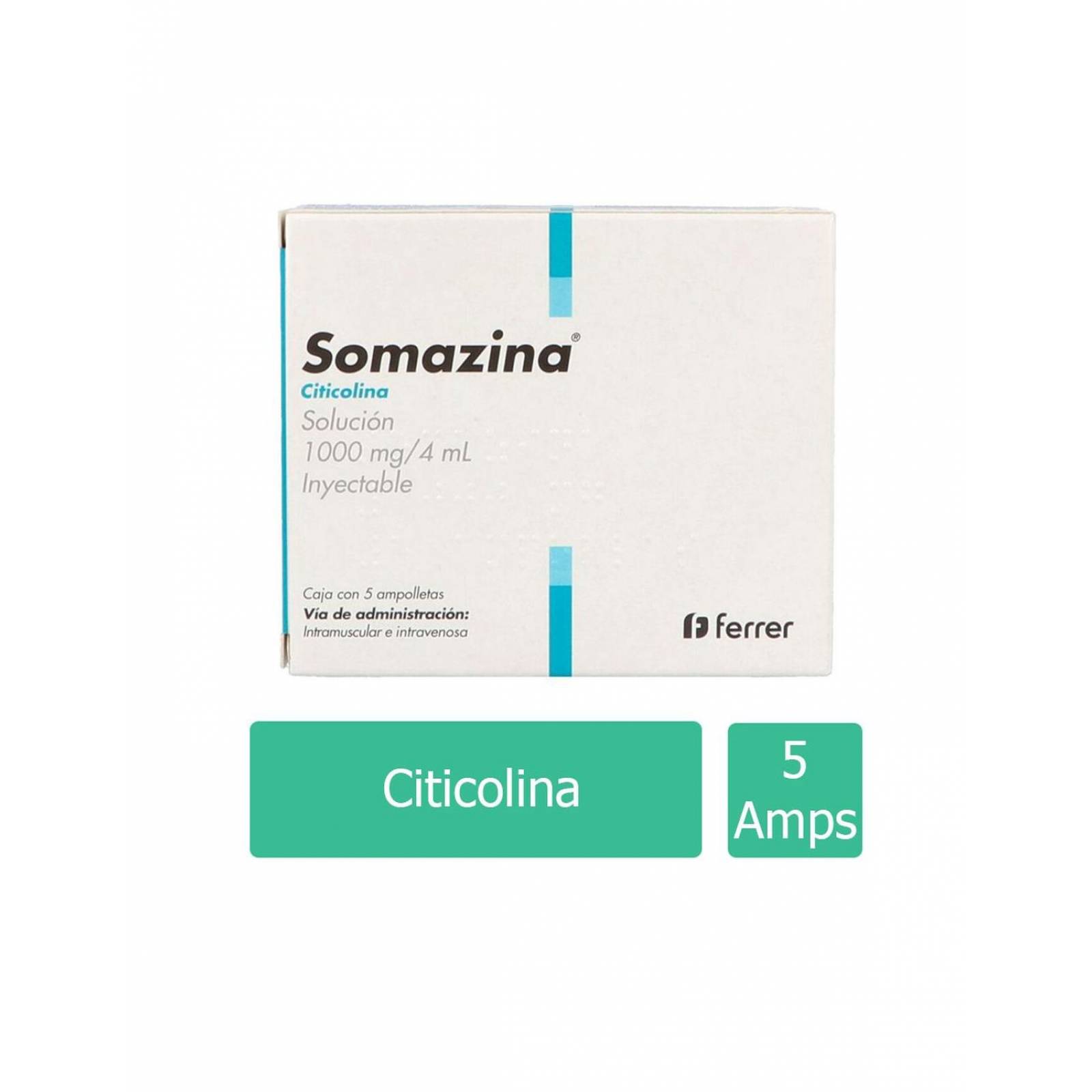 Somazina 1000 mg Caja Con 5 Ampolletas De 4 mL 