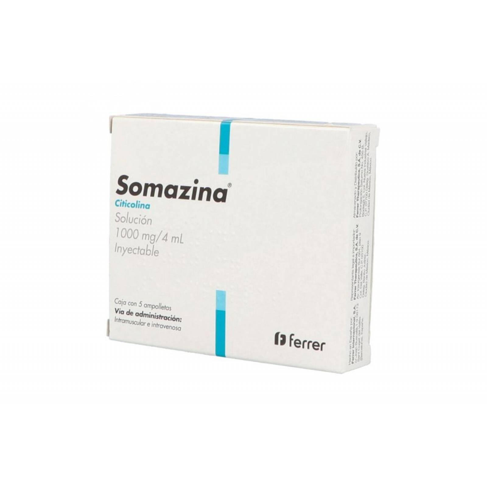 Somazina 1000 mg Caja Con 5 Ampolletas De 4 mL 