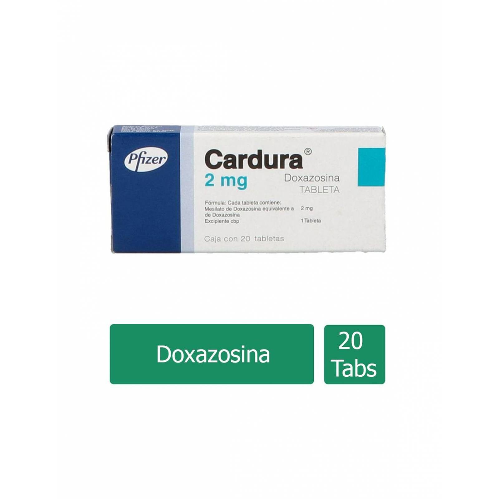 Cardura 2 mg Caja Con 20 Tabletas 
