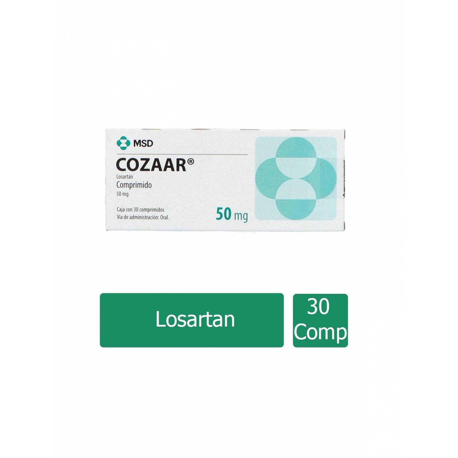 Cozaar 50 mg Caja Con 30 Comprimidos 
