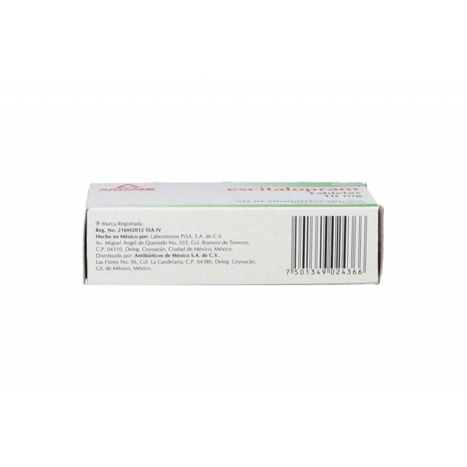 Escitalopram 10 mg 28 Tabletas 