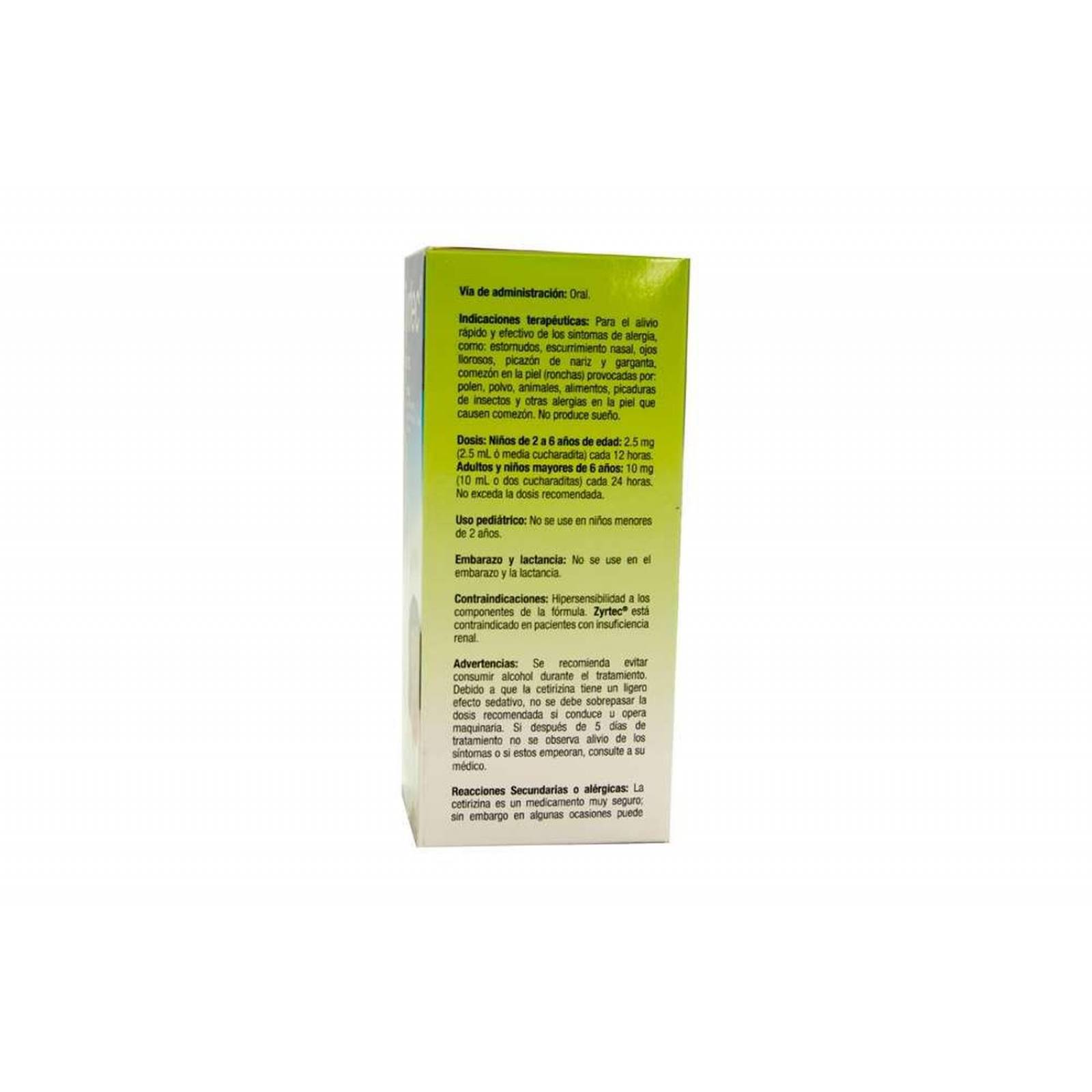 Zyrtec Solución Infantil 5 mg / 5 mL Caja Con Frasco Con 100 mL 