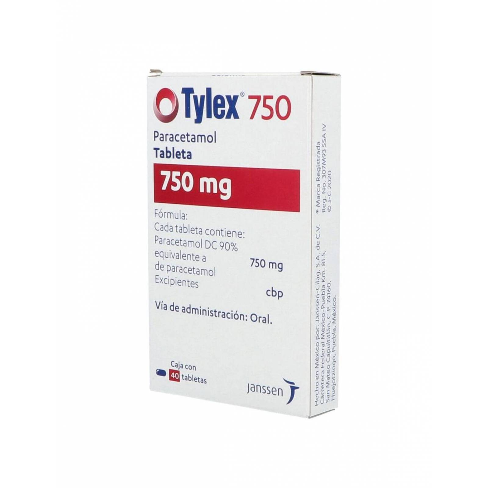 Tylex 750 mg Caja Con 40 Tabletas 