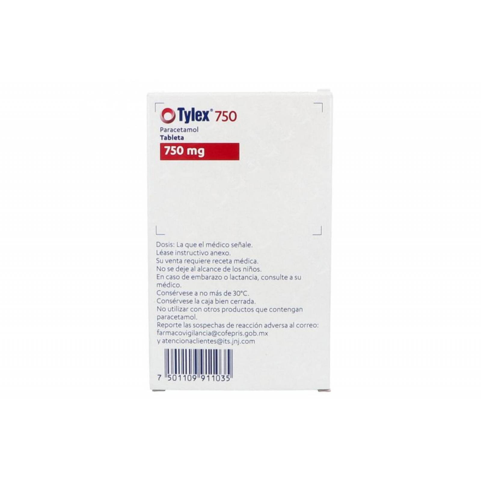 Tylex 750 mg Caja Con 40 Tabletas 