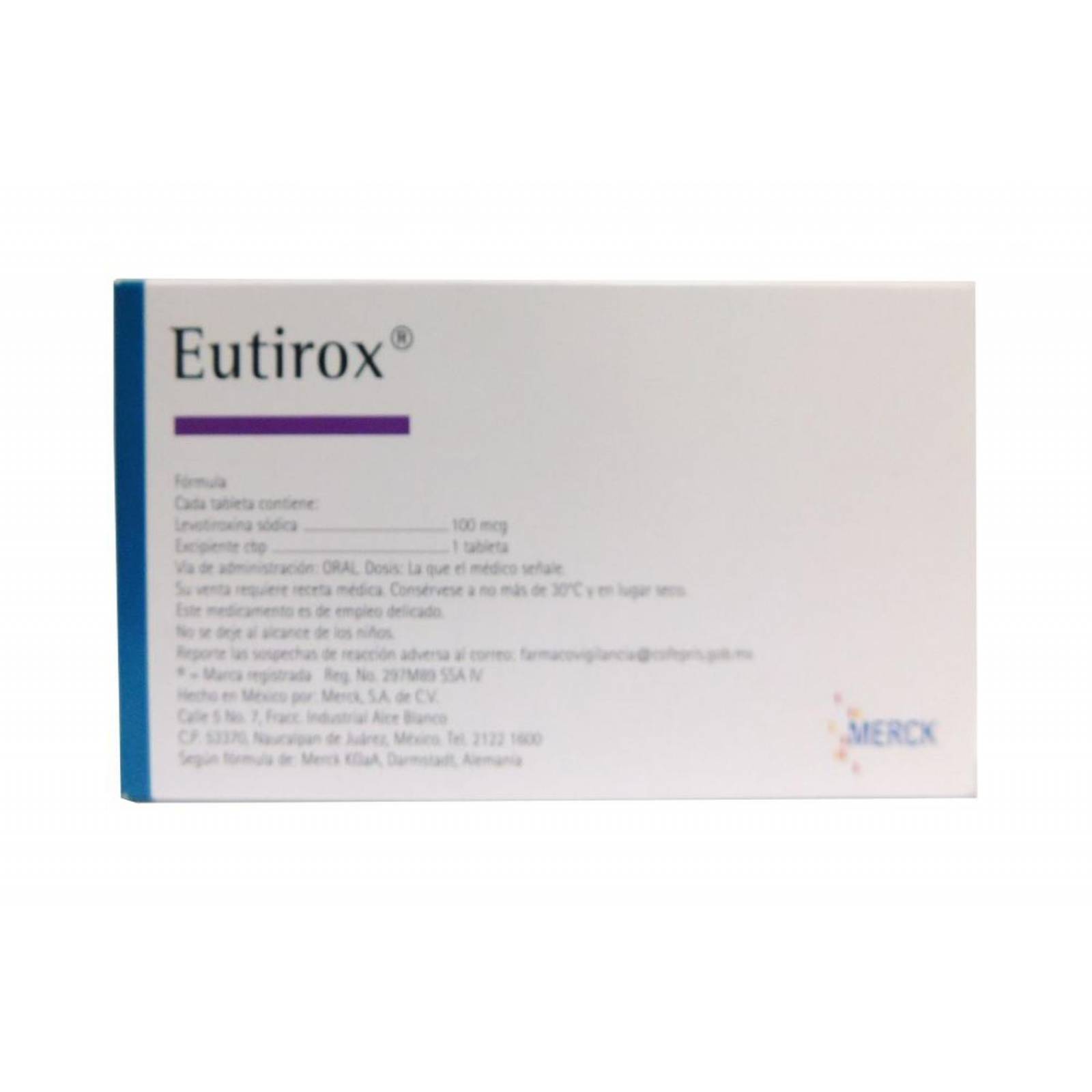 Eutirox 100 mcg Caja Con 50 Tabletas 