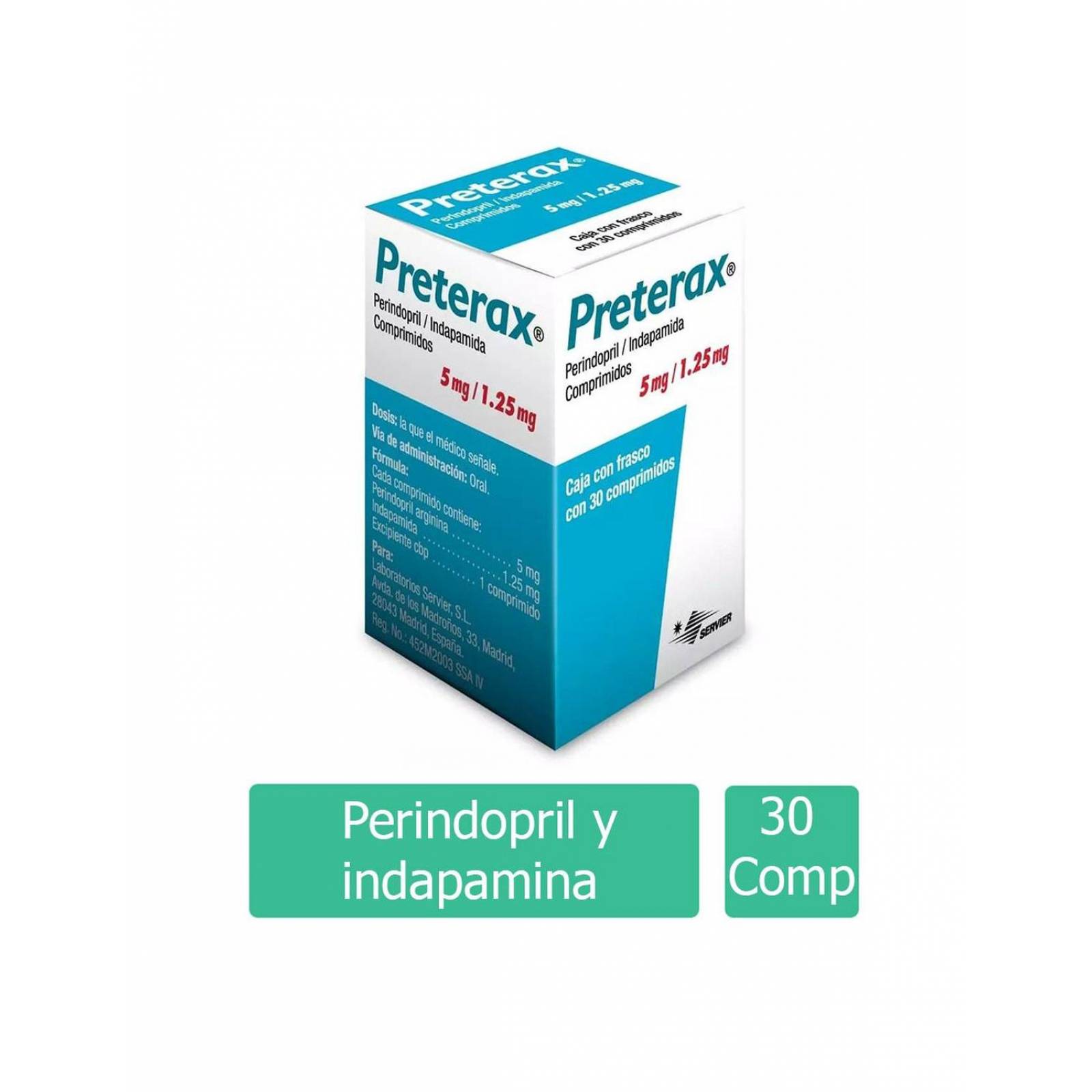 Preterax 5mg/1.25mg Caja Con 30 Comprimidos 